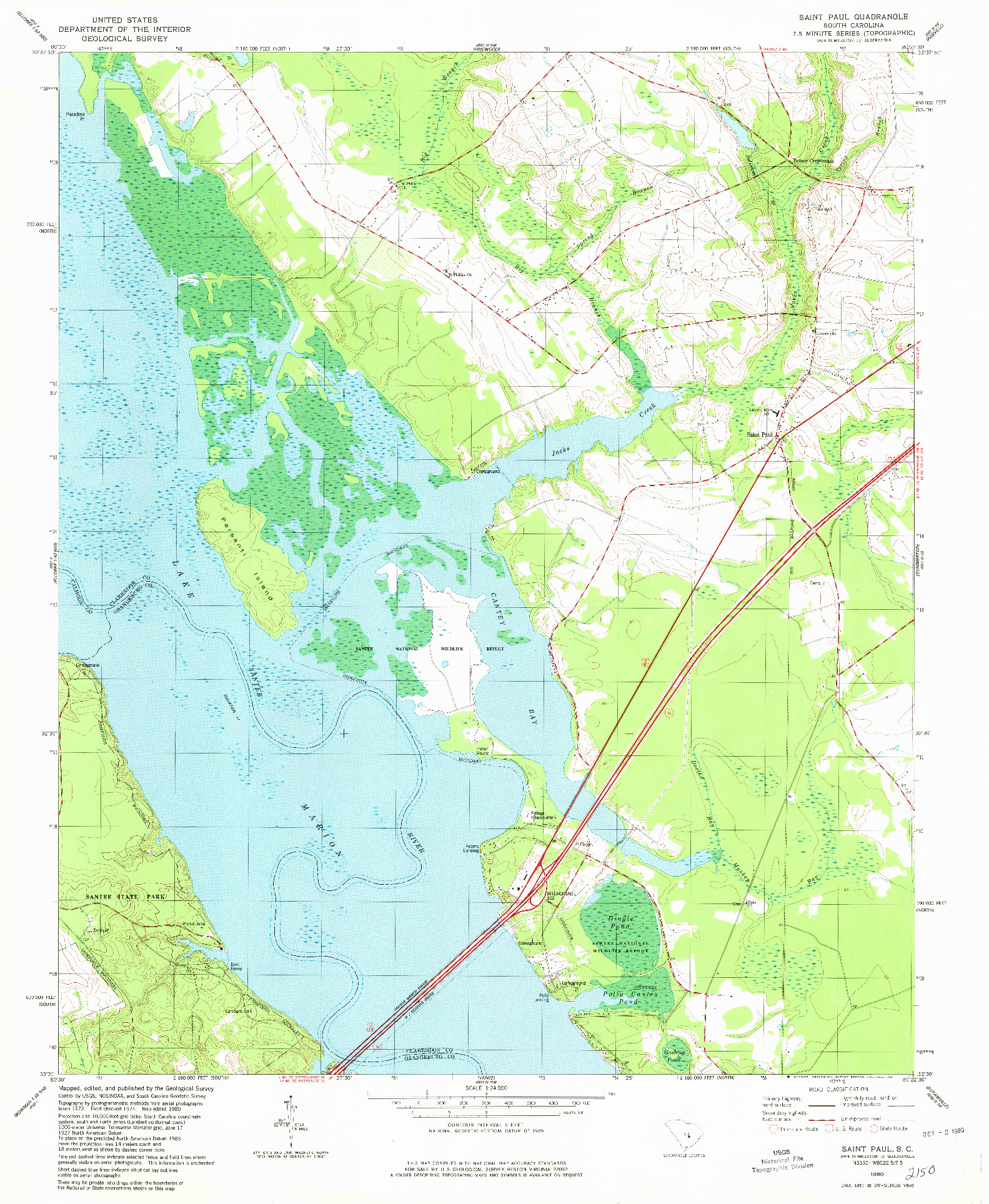 USGS 1:24000-SCALE QUADRANGLE FOR SAINT PAUL, SC 1980