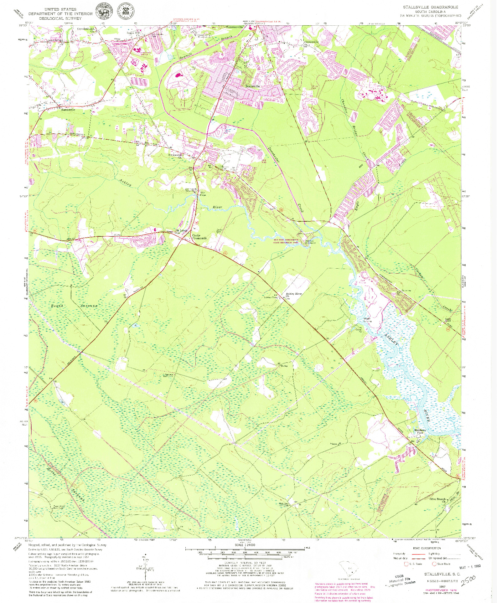 USGS 1:24000-SCALE QUADRANGLE FOR STALLSVILLE, SC 1957