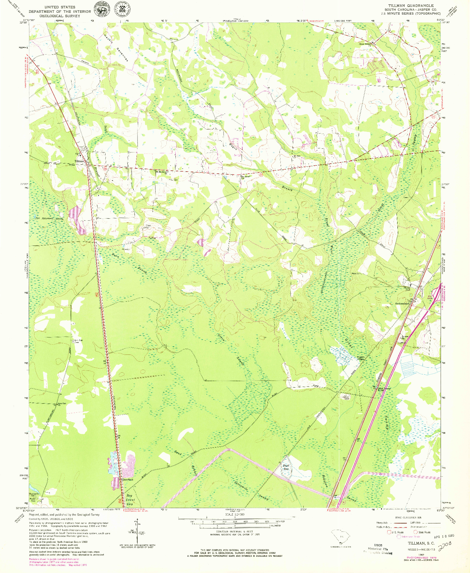USGS 1:24000-SCALE QUADRANGLE FOR TILLMAN, SC 1962
