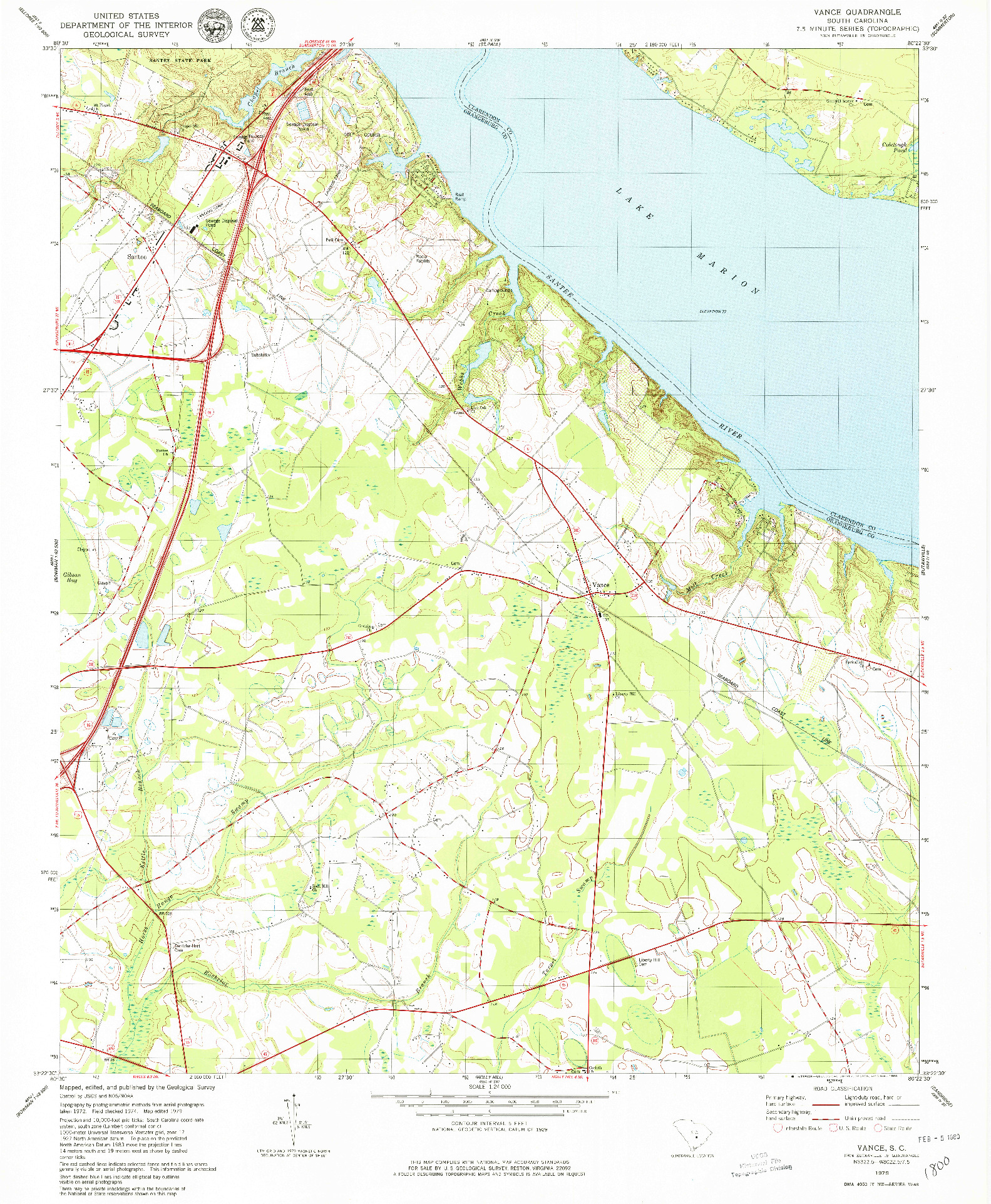 USGS 1:24000-SCALE QUADRANGLE FOR VANCE, SC 1979