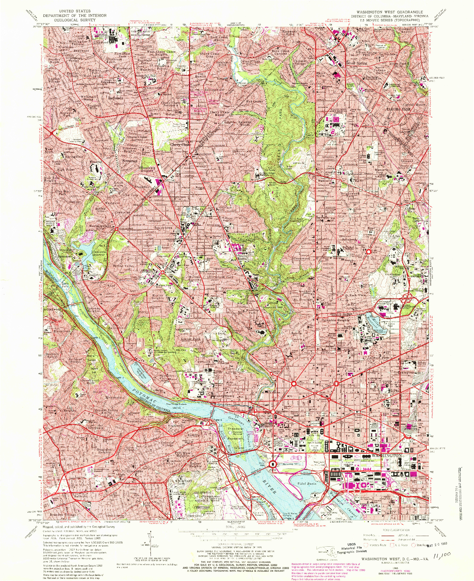 USGS 1:24000-SCALE QUADRANGLE FOR WASHINGTON WEST, DC 1965