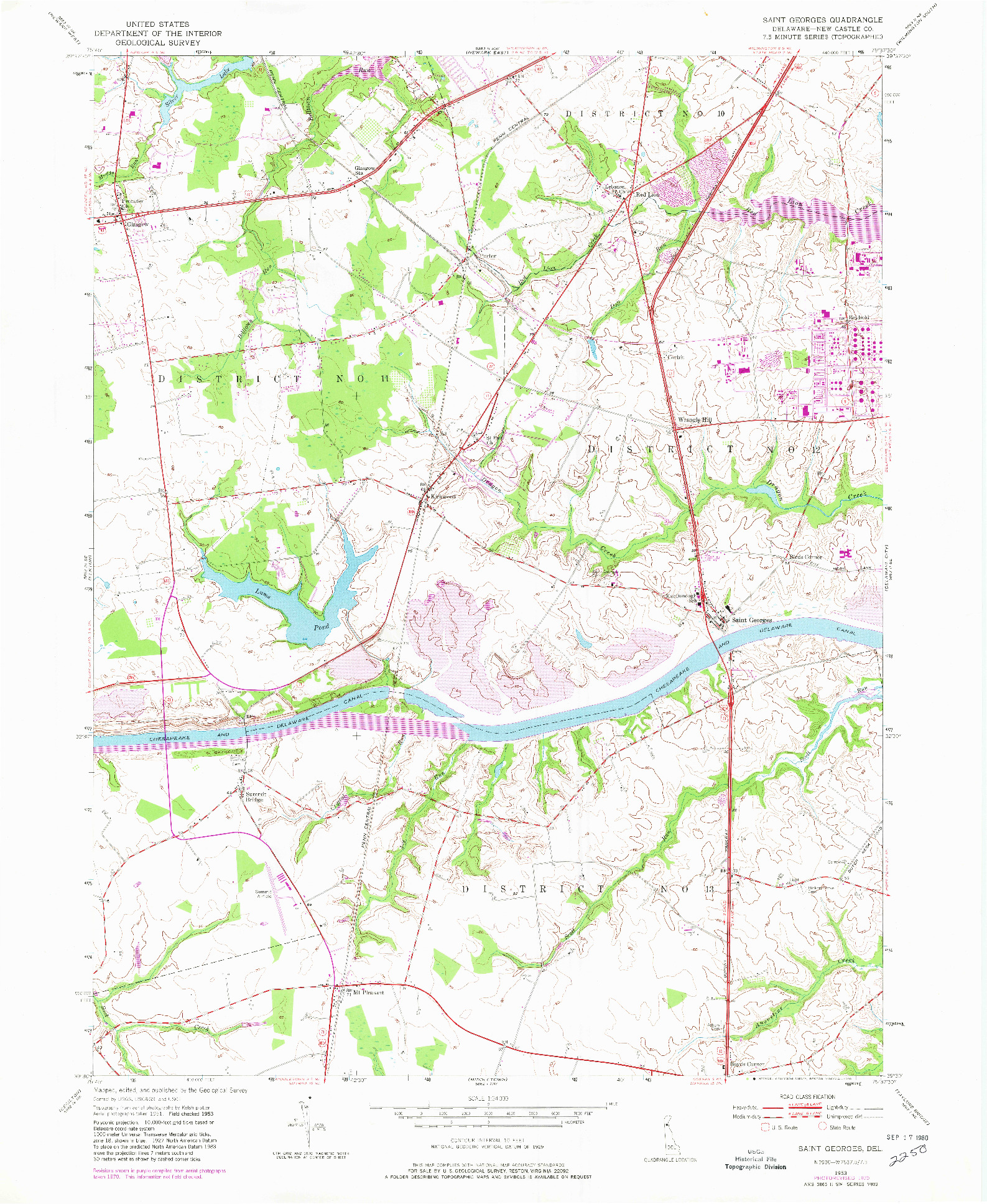 USGS 1:24000-SCALE QUADRANGLE FOR SAINT GEORGES, DE 1953