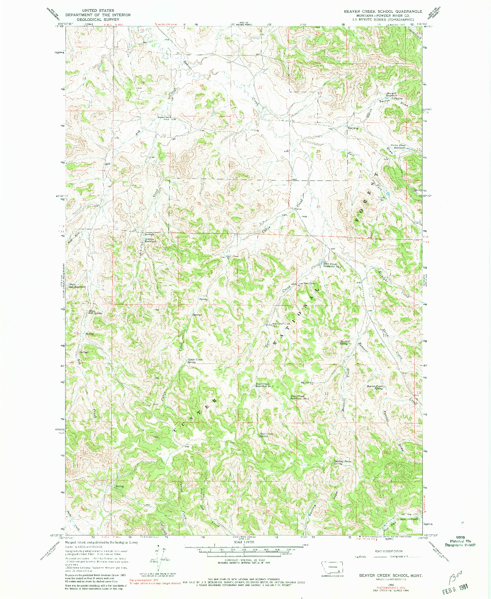 USGS 1:24000-SCALE QUADRANGLE FOR BEAVER CREEK SCHOOL, MT 1966