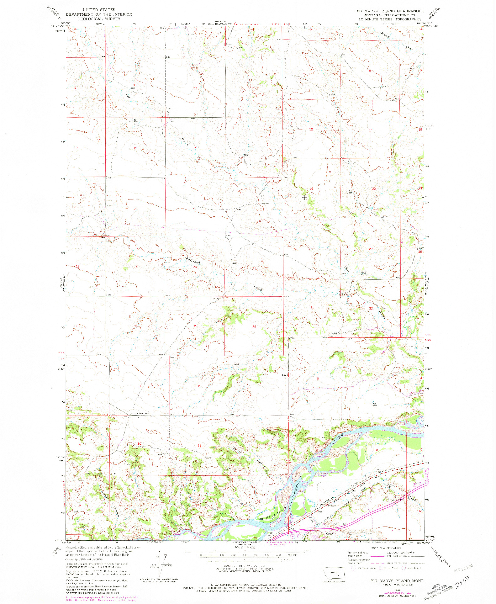 USGS 1:24000-SCALE QUADRANGLE FOR BIG MARYS ISLAND, MT 1967