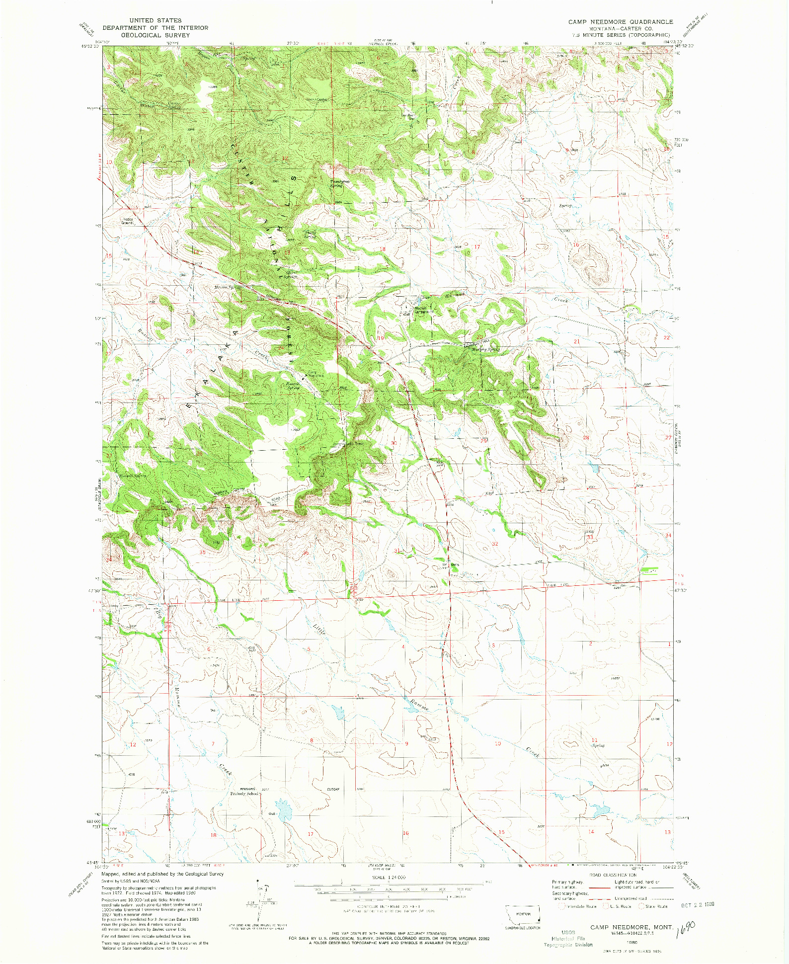 USGS 1:24000-SCALE QUADRANGLE FOR CAMP NEEDMORE, MT 1980