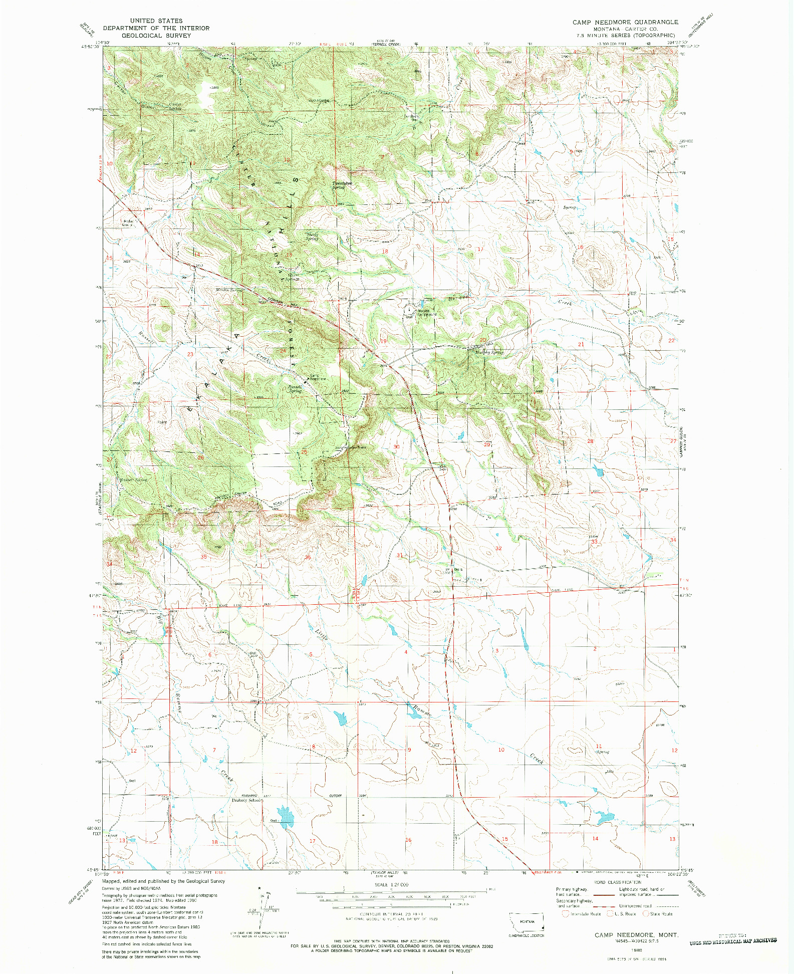 USGS 1:24000-SCALE QUADRANGLE FOR CAMP NEEDMORE, MT 1980