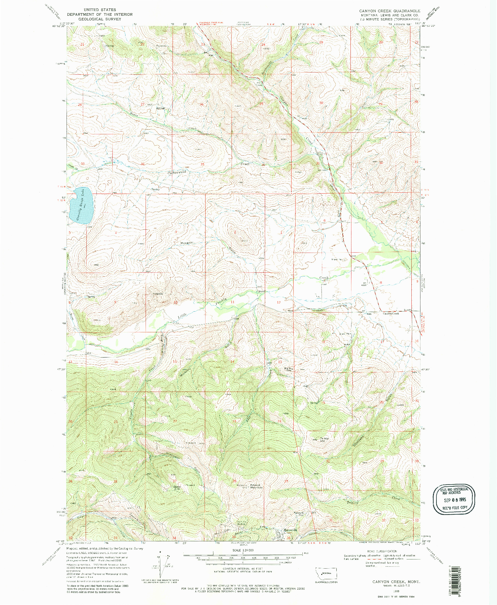 USGS 1:24000-SCALE QUADRANGLE FOR CANYON CREEK, MT 1968