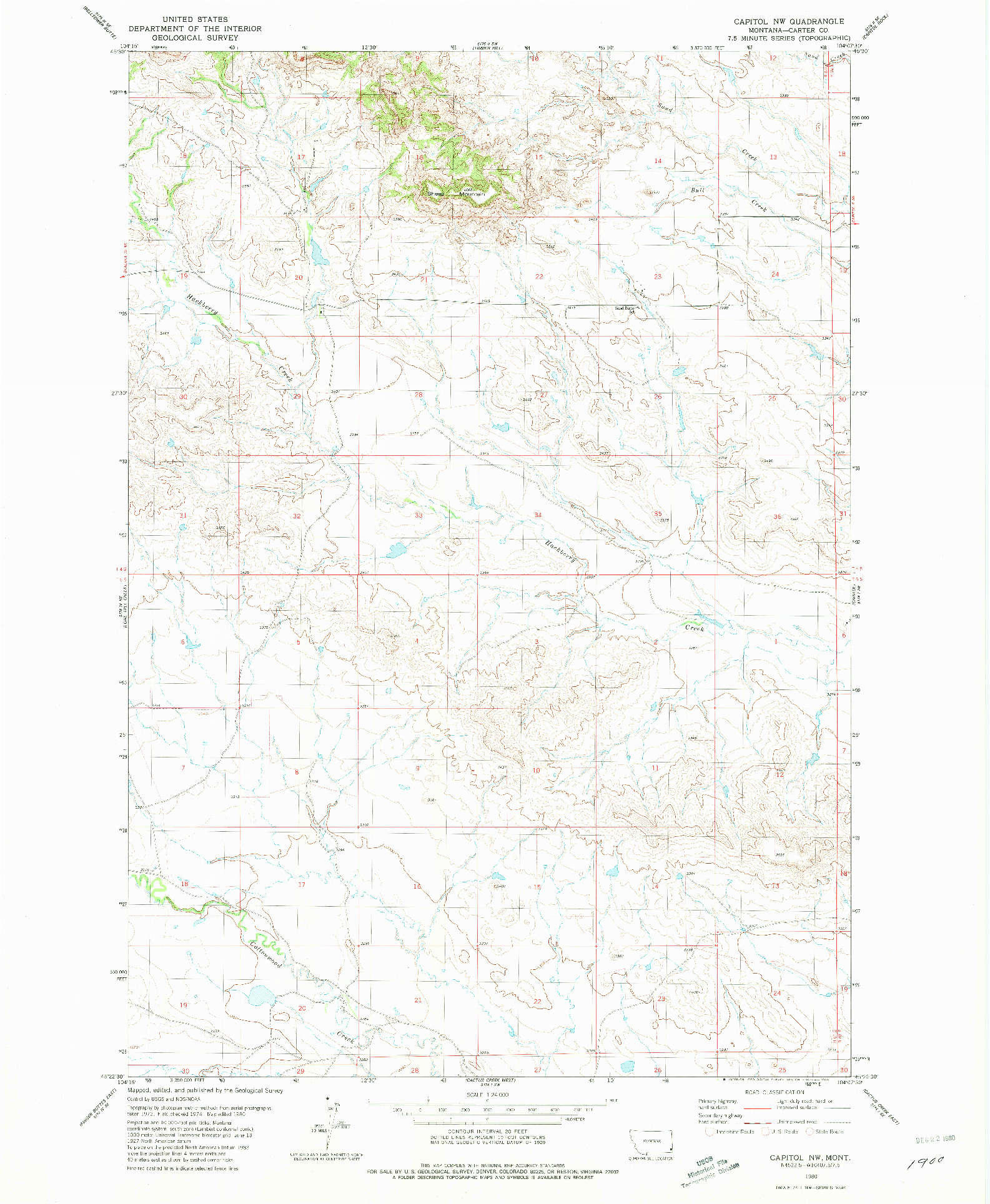 USGS 1:24000-SCALE QUADRANGLE FOR CAPITOL NW, MT 1980