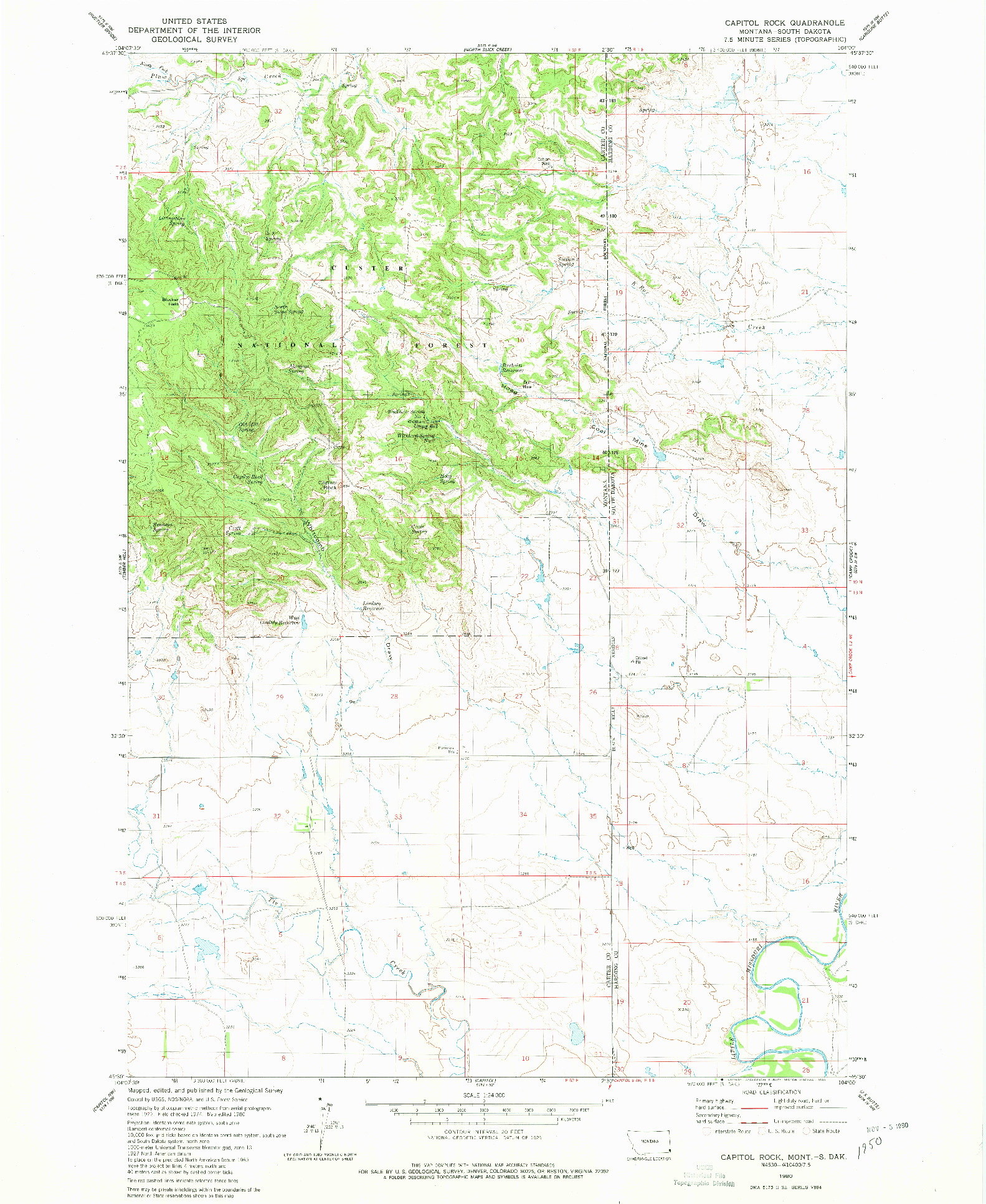 USGS 1:24000-SCALE QUADRANGLE FOR CAPITOL ROCK, MT 1980