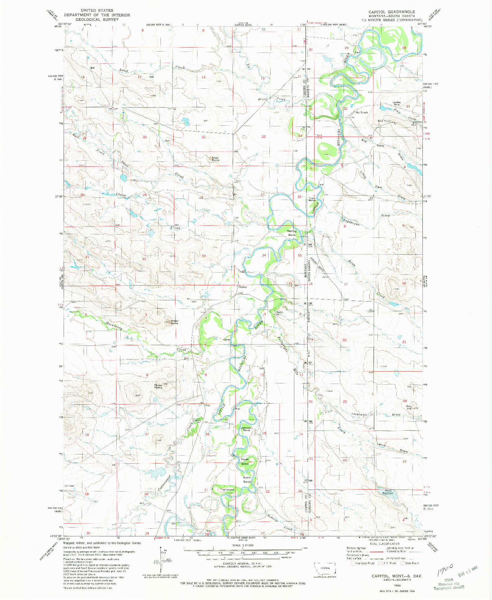 USGS 1:24000-SCALE QUADRANGLE FOR CAPITOL, MT 1980