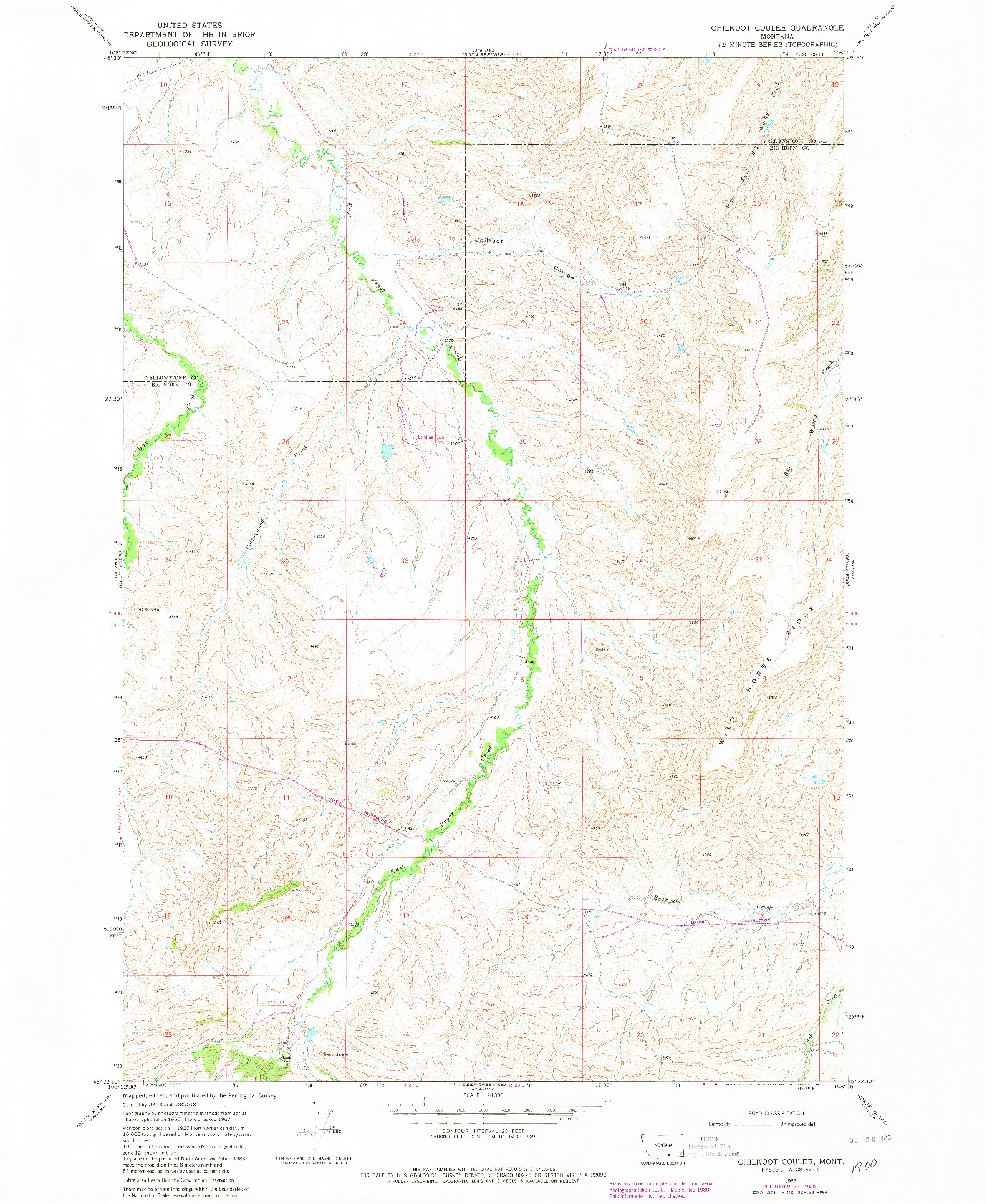 USGS 1:24000-SCALE QUADRANGLE FOR CHILKOOT COULEE, MT 1967