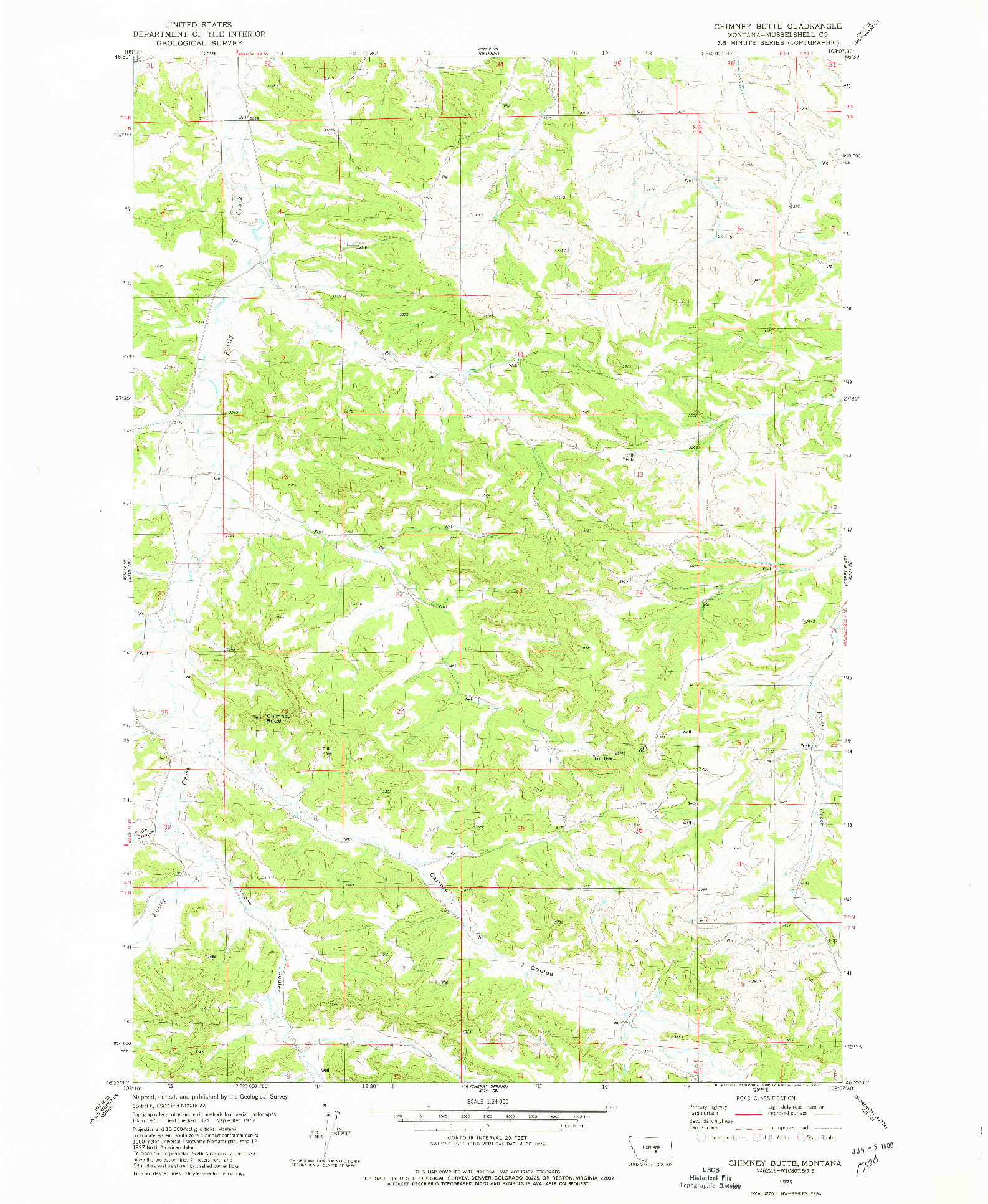 USGS 1:24000-SCALE QUADRANGLE FOR CHIMNEY BUTTE, MT 1979