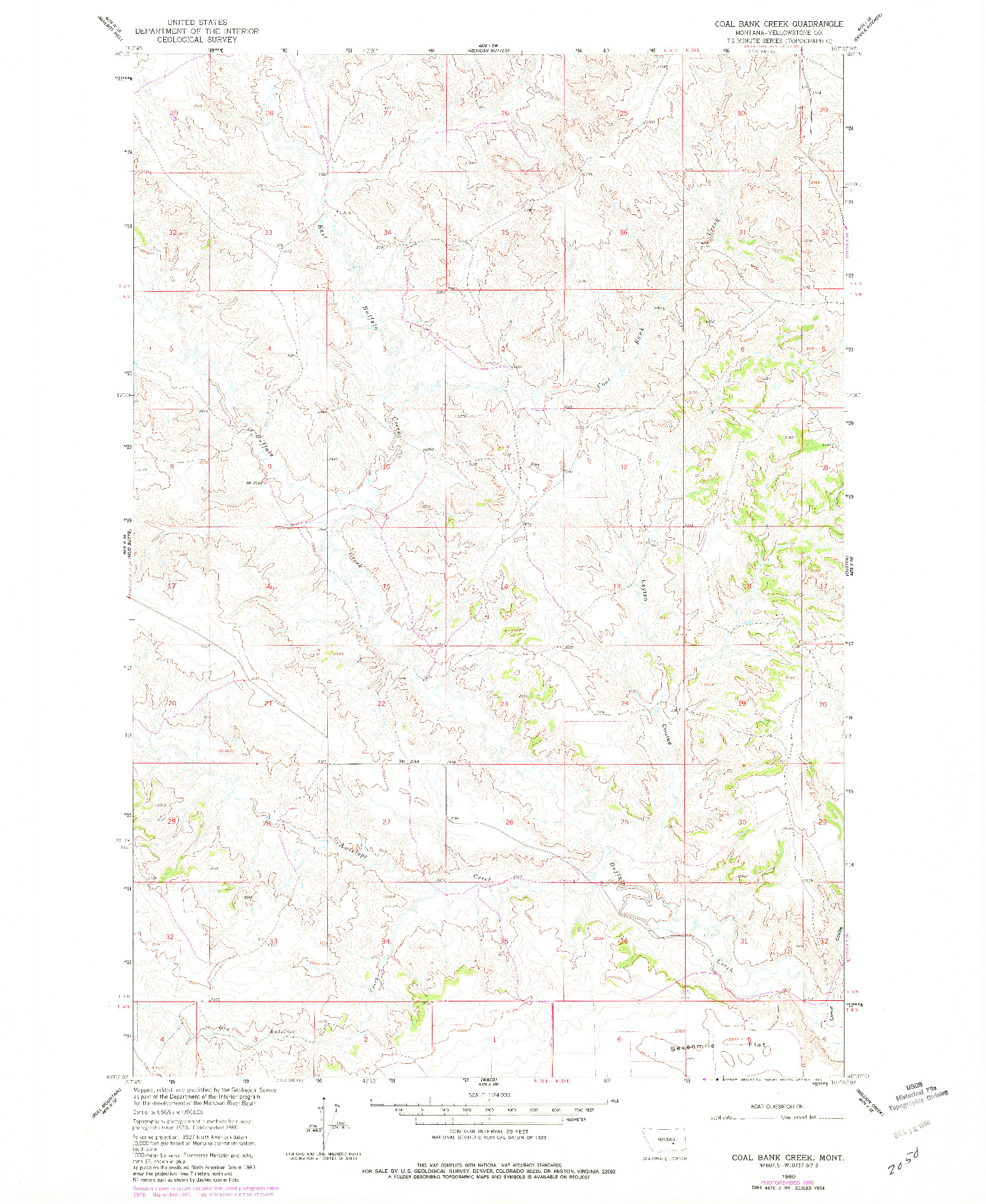 USGS 1:24000-SCALE QUADRANGLE FOR COAL BANK CREEK, MT 1960