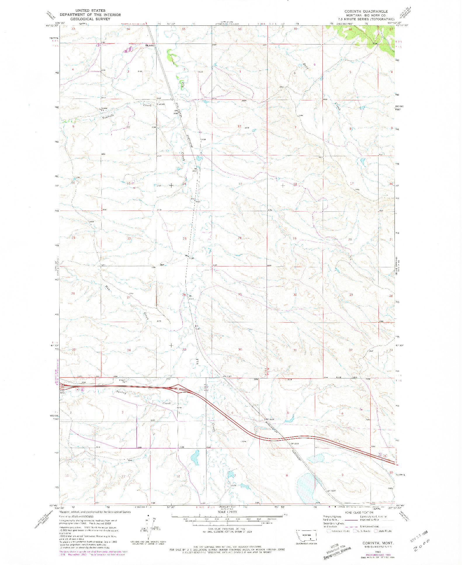 USGS 1:24000-SCALE QUADRANGLE FOR CORINTH, MT 1969