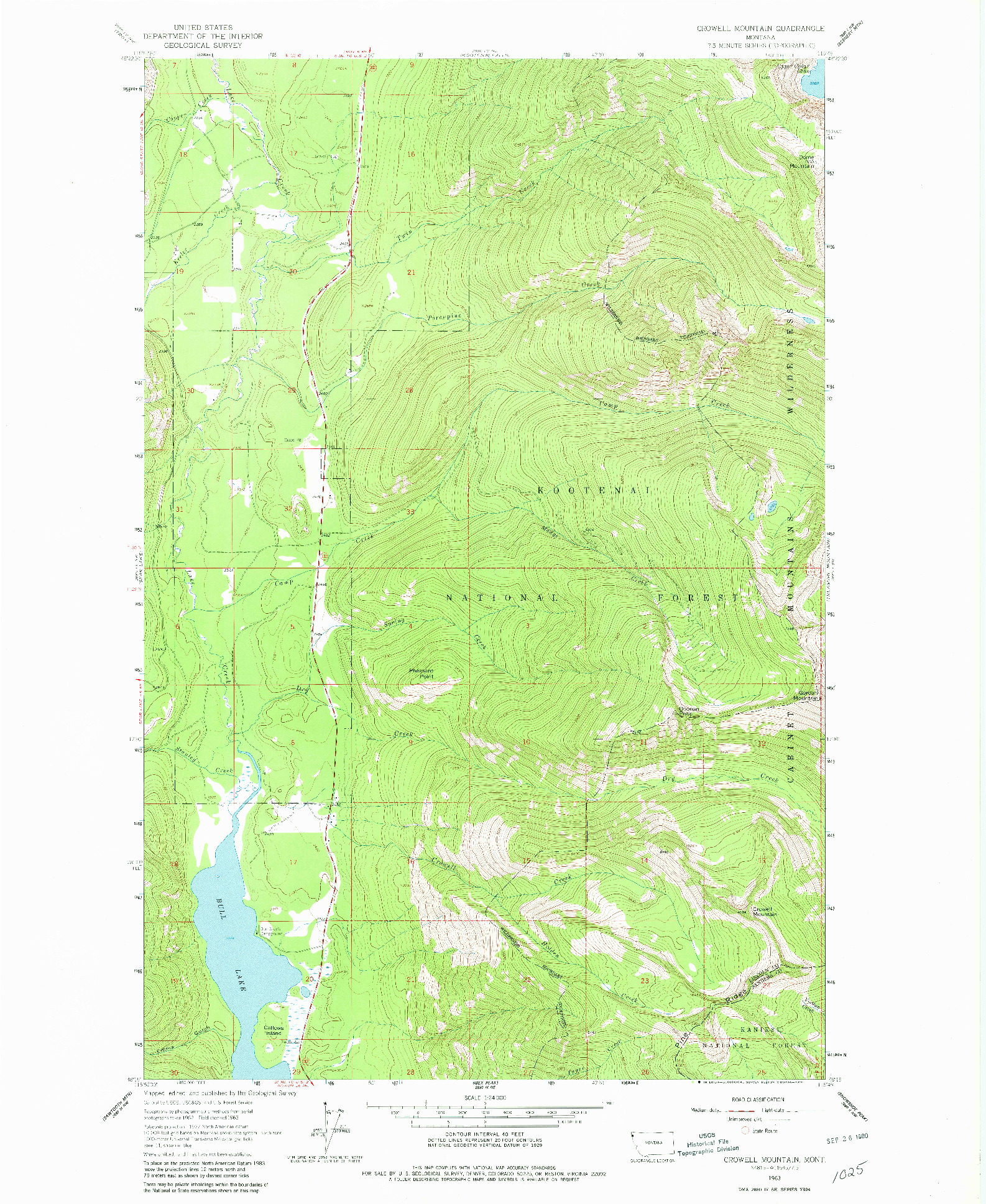 USGS 1:24000-SCALE QUADRANGLE FOR CROWELL MOUNTAIN, MT 1963