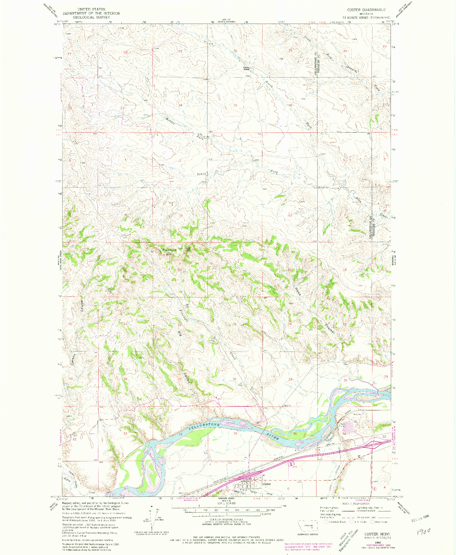 USGS 1:24000-SCALE QUADRANGLE FOR CUSTER, MT 1960