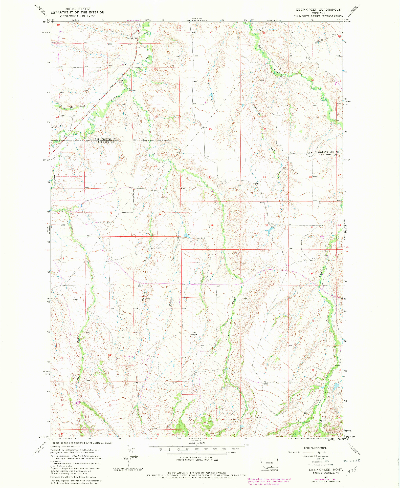 USGS 1:24000-SCALE QUADRANGLE FOR DEEP CREEK, MT 1967
