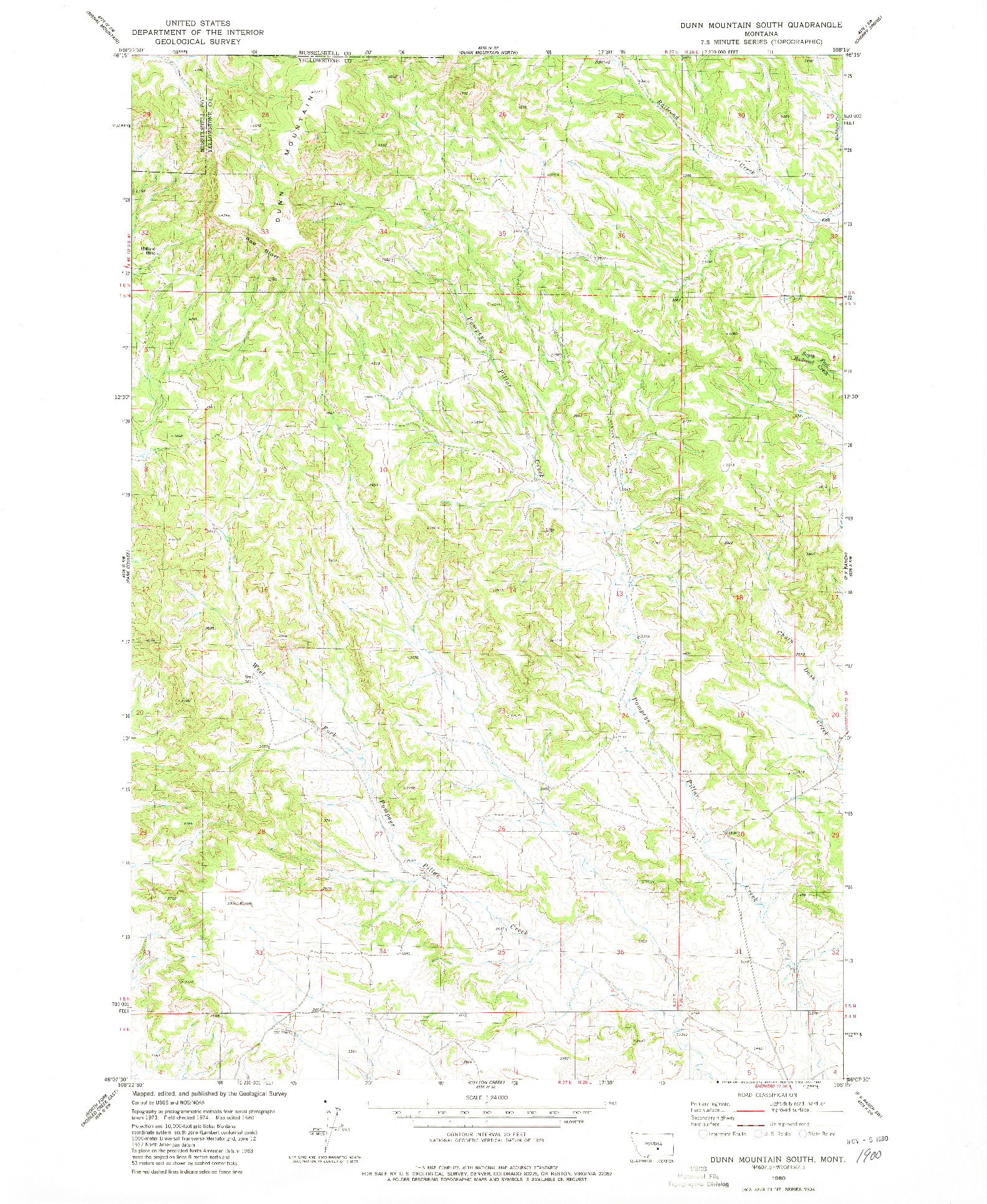 USGS 1:24000-SCALE QUADRANGLE FOR DUNN MOUNTAIN SOUTH, MT 1980