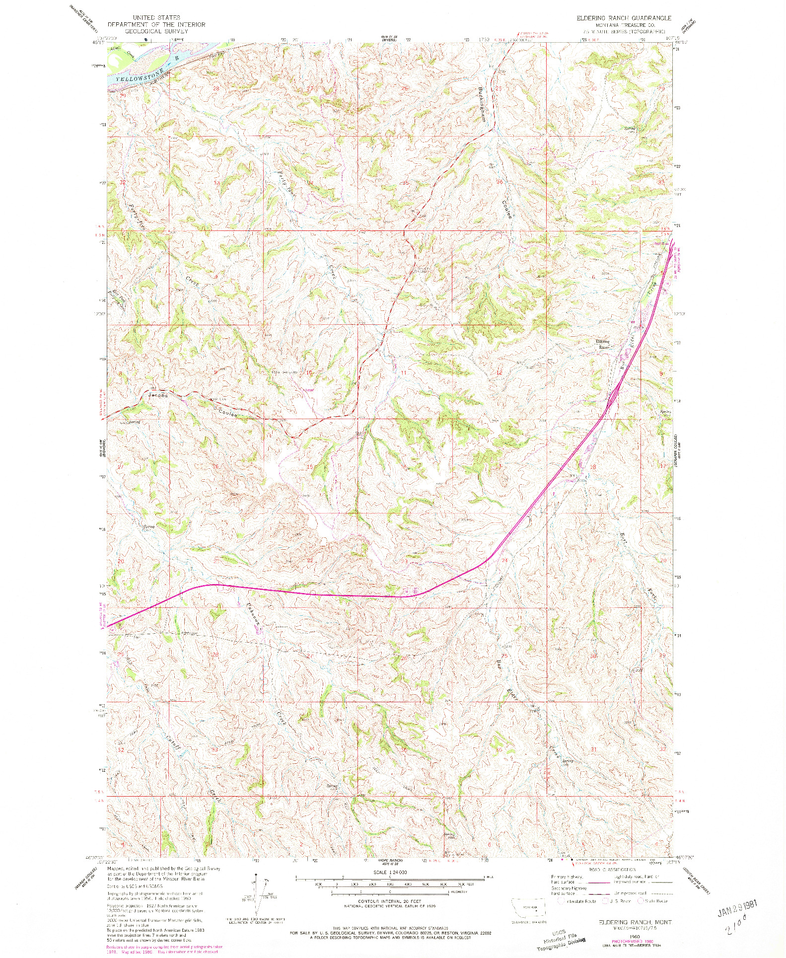 USGS 1:24000-SCALE QUADRANGLE FOR ELDERING RANCH, MT 1960