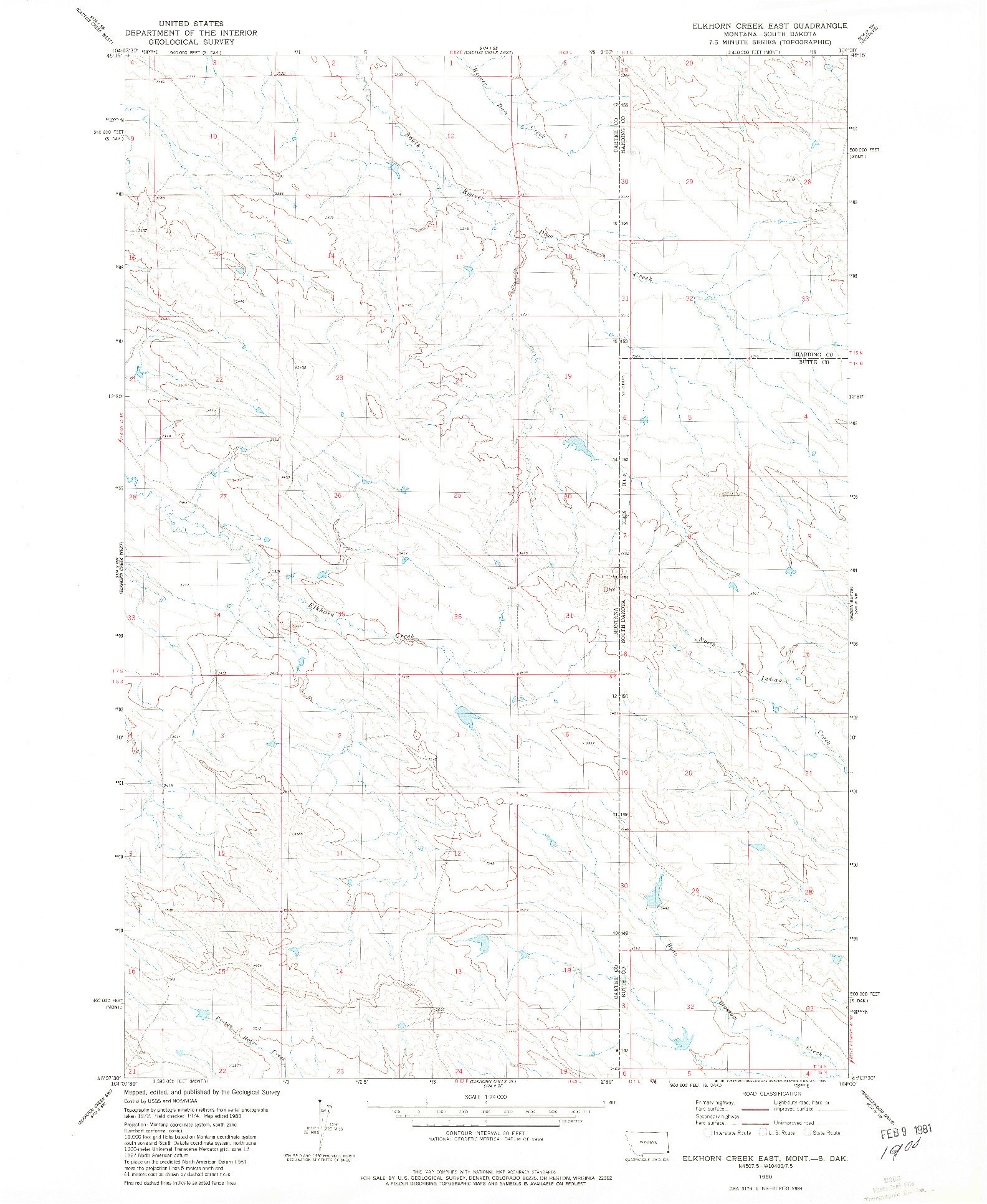 USGS 1:24000-SCALE QUADRANGLE FOR ELKHORN CREEK EAST, MT 1980