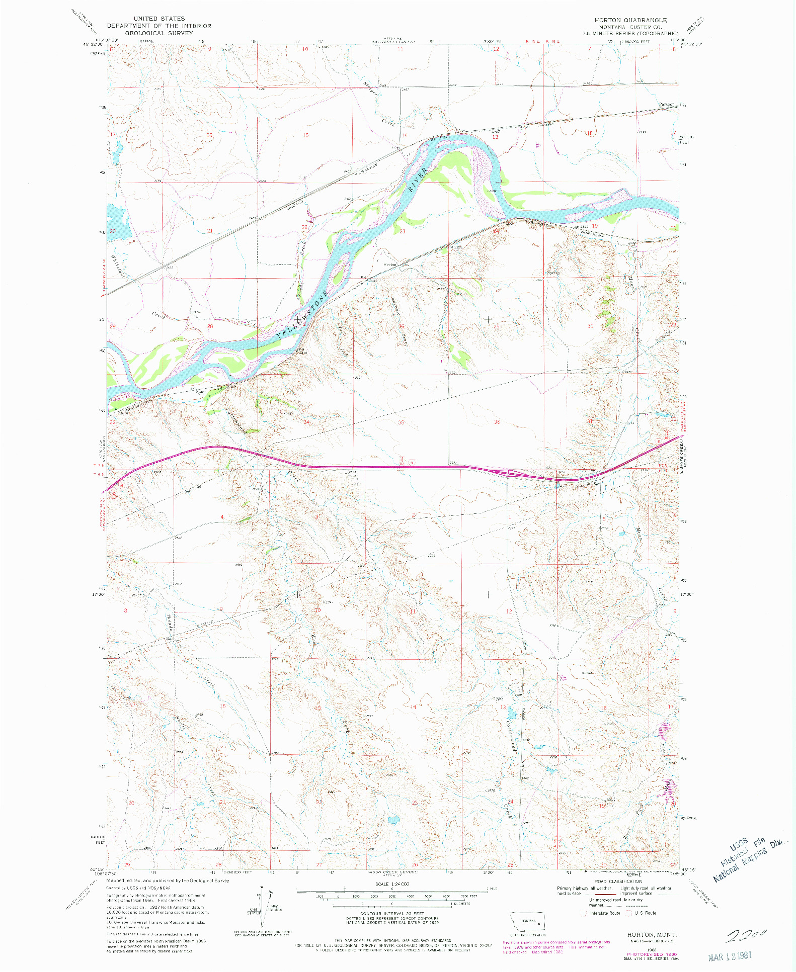 USGS 1:24000-SCALE QUADRANGLE FOR HORTON, MT 1968