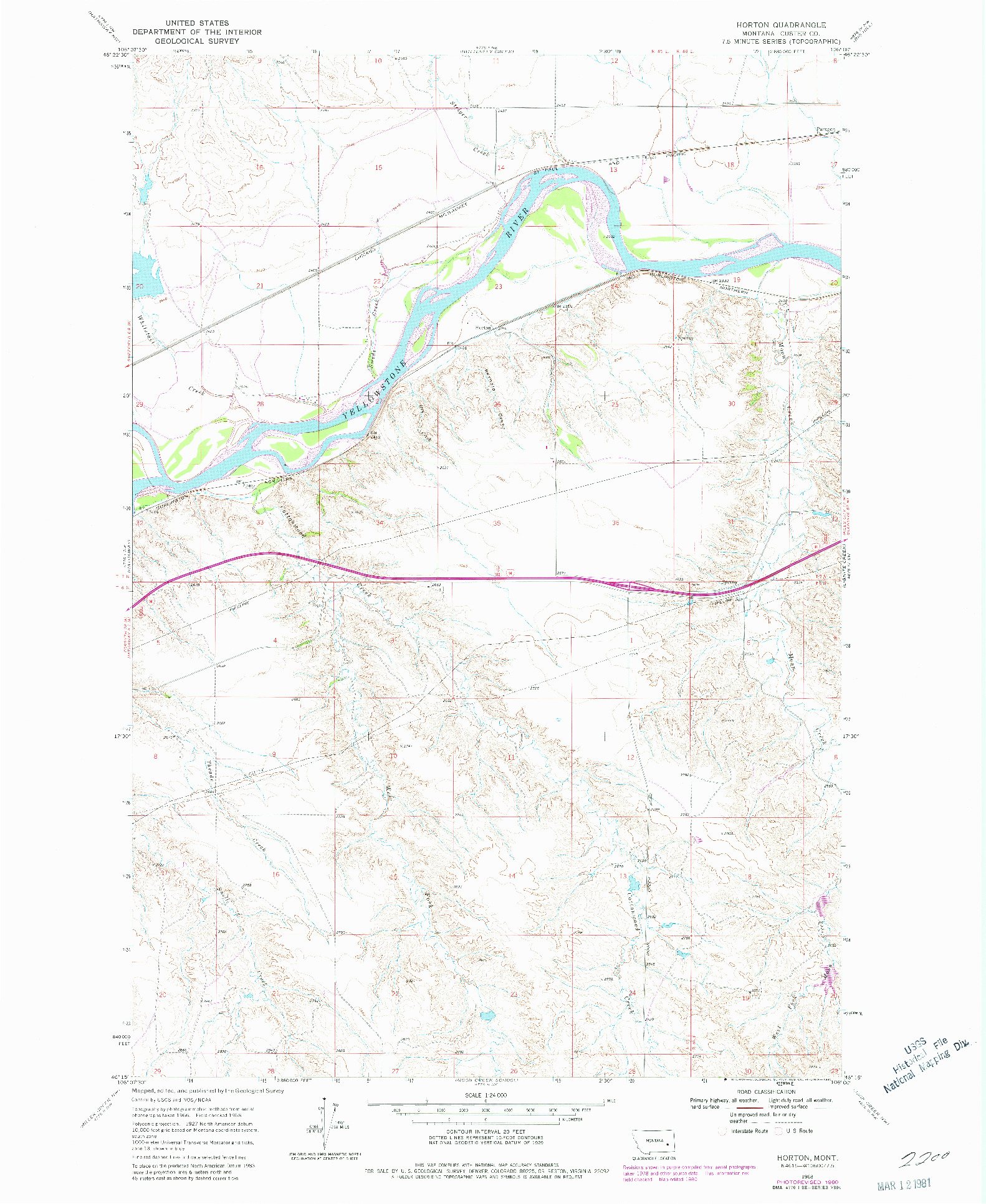 USGS 1:24000-SCALE QUADRANGLE FOR HORTON, MT 1968