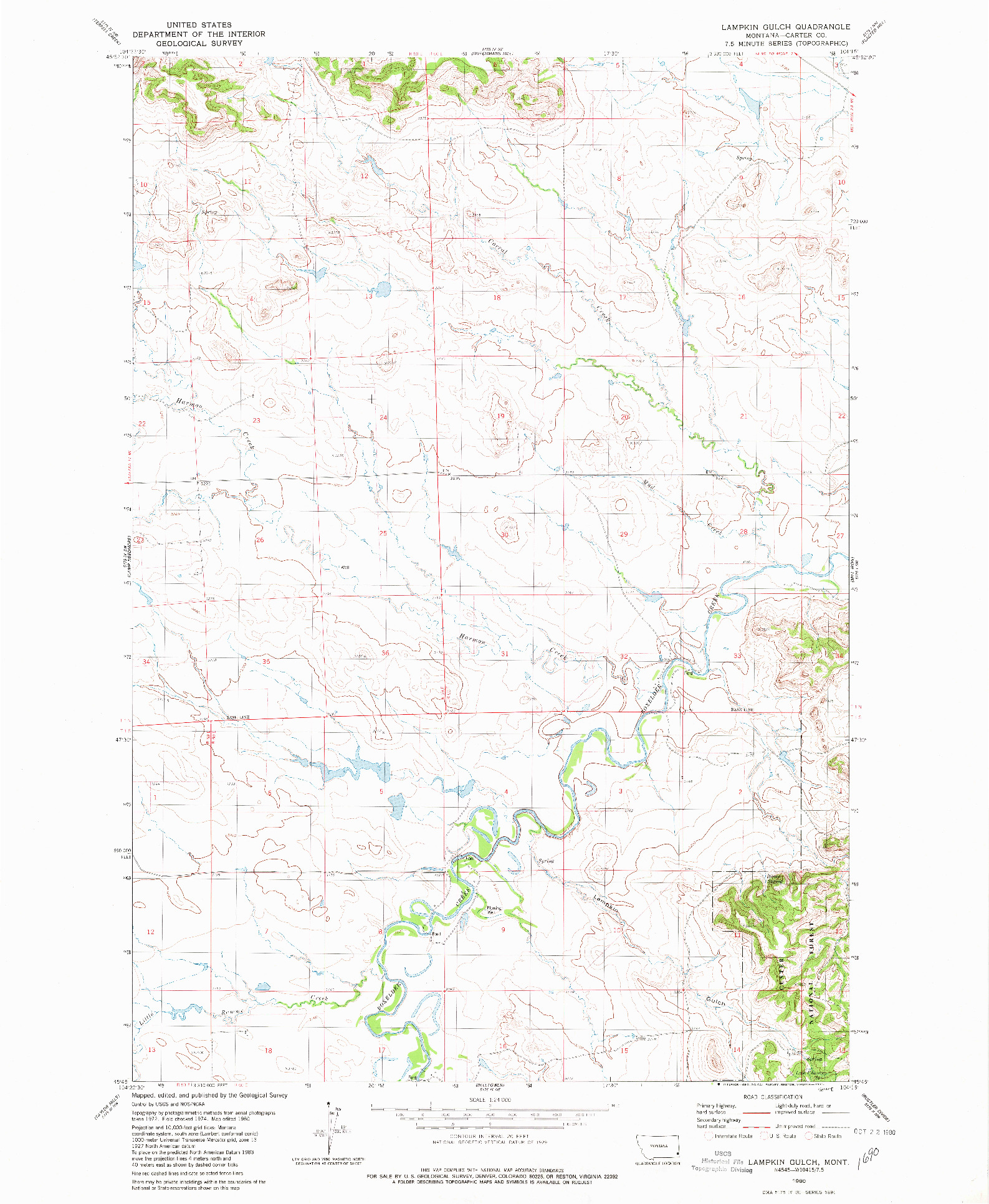 USGS 1:24000-SCALE QUADRANGLE FOR LAMPKIN GULCH, MT 1980