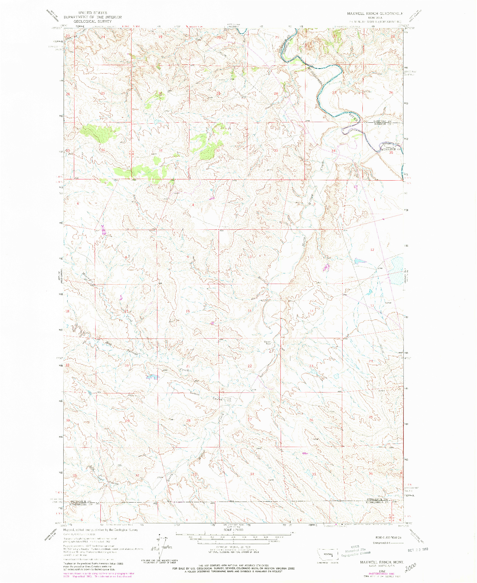 USGS 1:24000-SCALE QUADRANGLE FOR MAXWELL RANCH, MT 1962