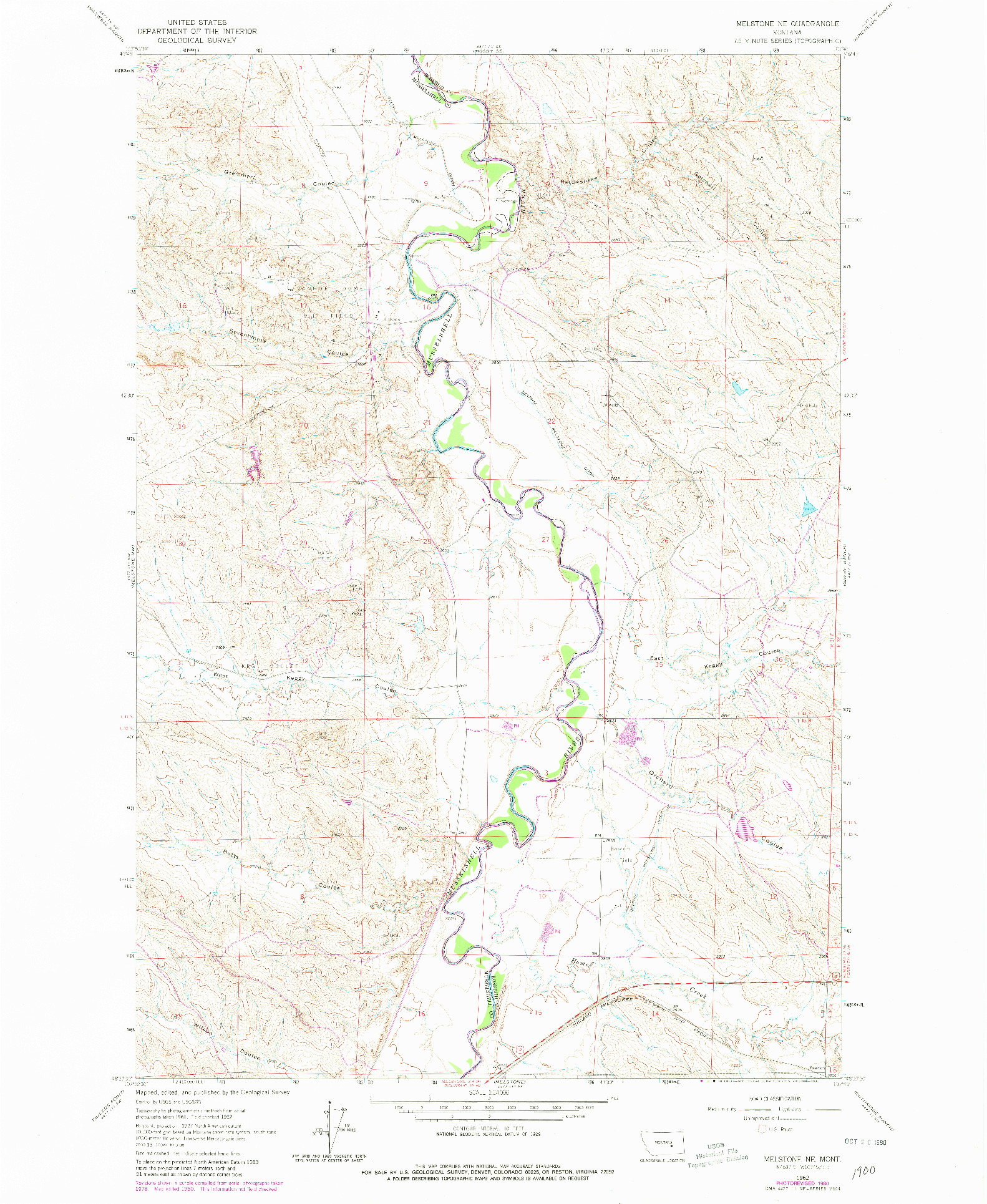 USGS 1:24000-SCALE QUADRANGLE FOR MELSTONE NE, MT 1962