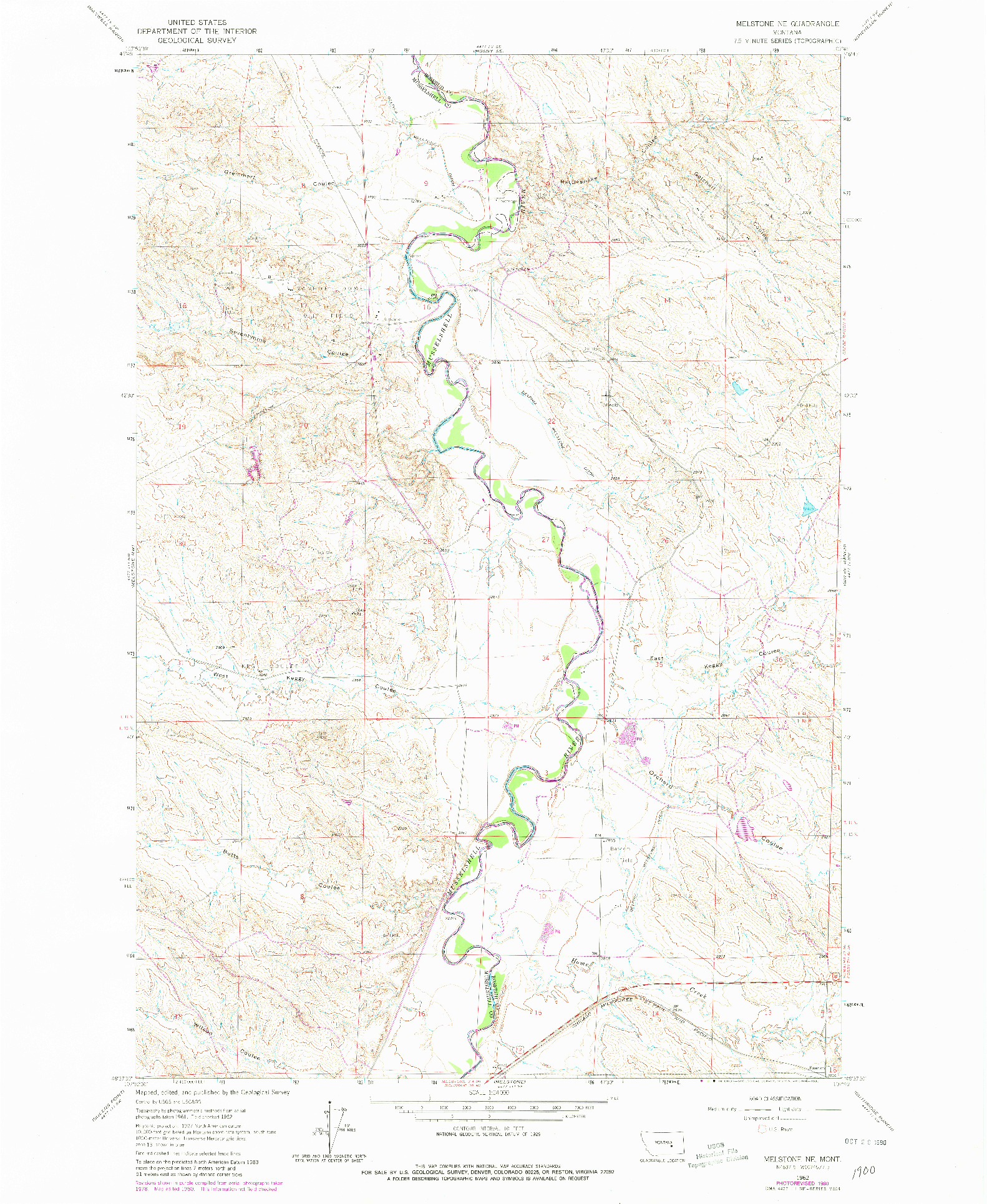 USGS 1:24000-SCALE QUADRANGLE FOR MELSTONE NE, MT 1962