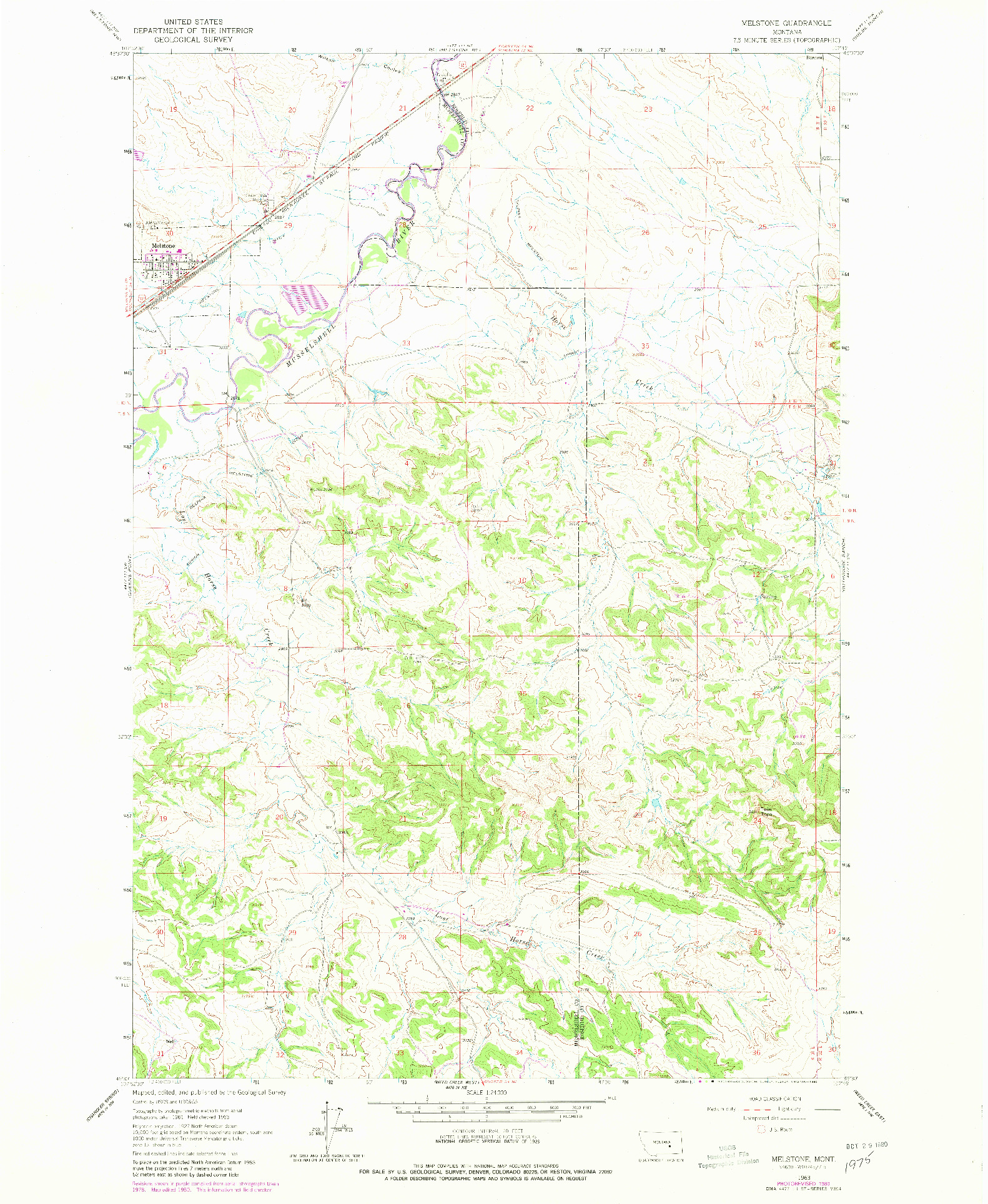 USGS 1:24000-SCALE QUADRANGLE FOR MELSTONE, MT 1963