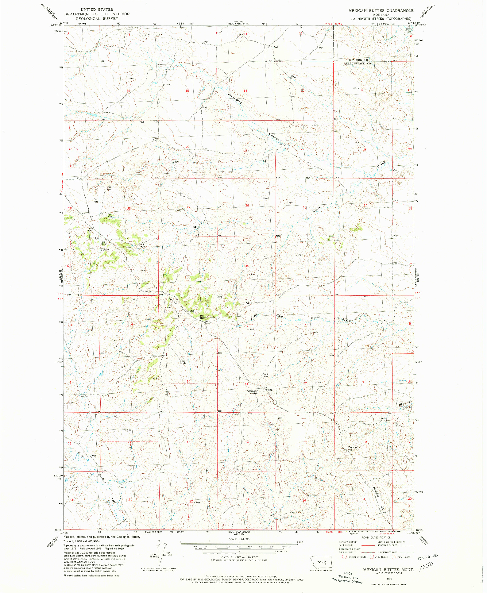 USGS 1:24000-SCALE QUADRANGLE FOR MEXICAN BUTTES, MT 1980