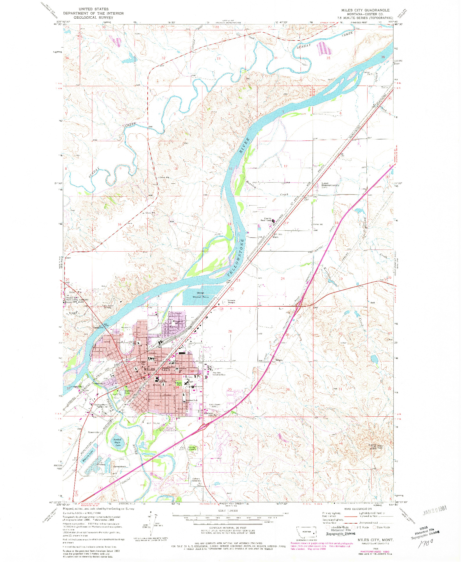 USGS 1:24000-SCALE QUADRANGLE FOR MILES CITY, MT 1968