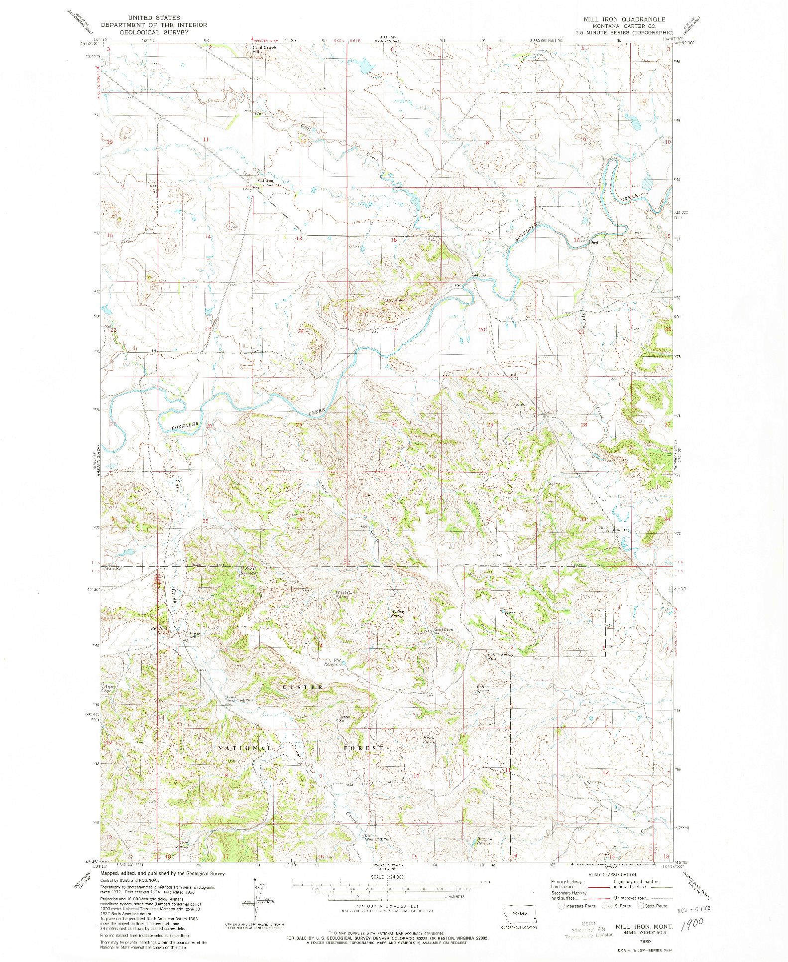 USGS 1:24000-SCALE QUADRANGLE FOR MILL IRON, MT 1980