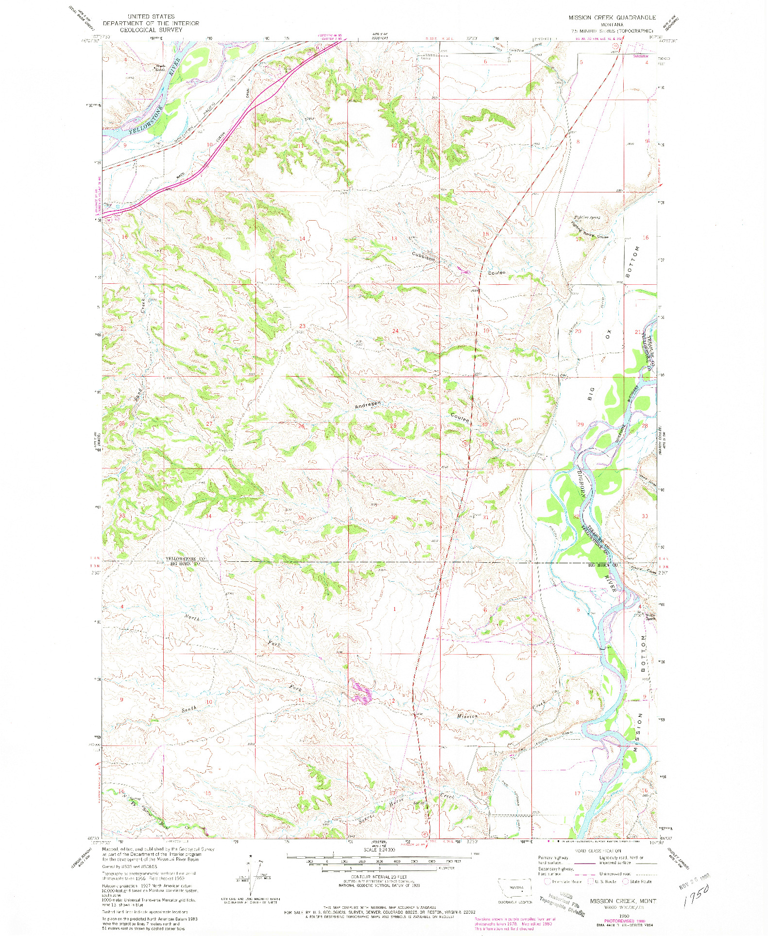 USGS 1:24000-SCALE QUADRANGLE FOR MISSION CREEK, MT 1960