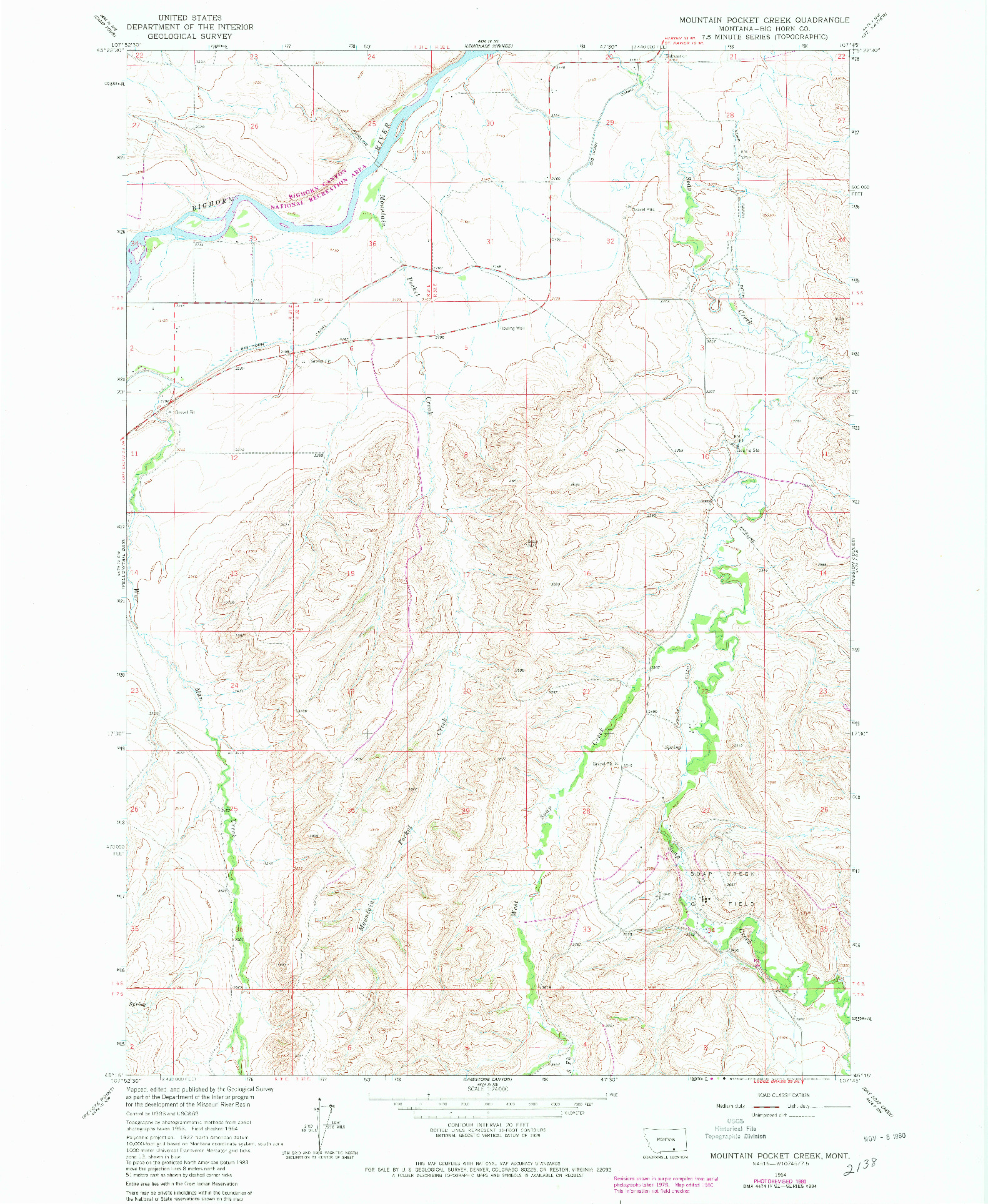USGS 1:24000-SCALE QUADRANGLE FOR MOUNTAIN POCKET CREEK, MT 1964