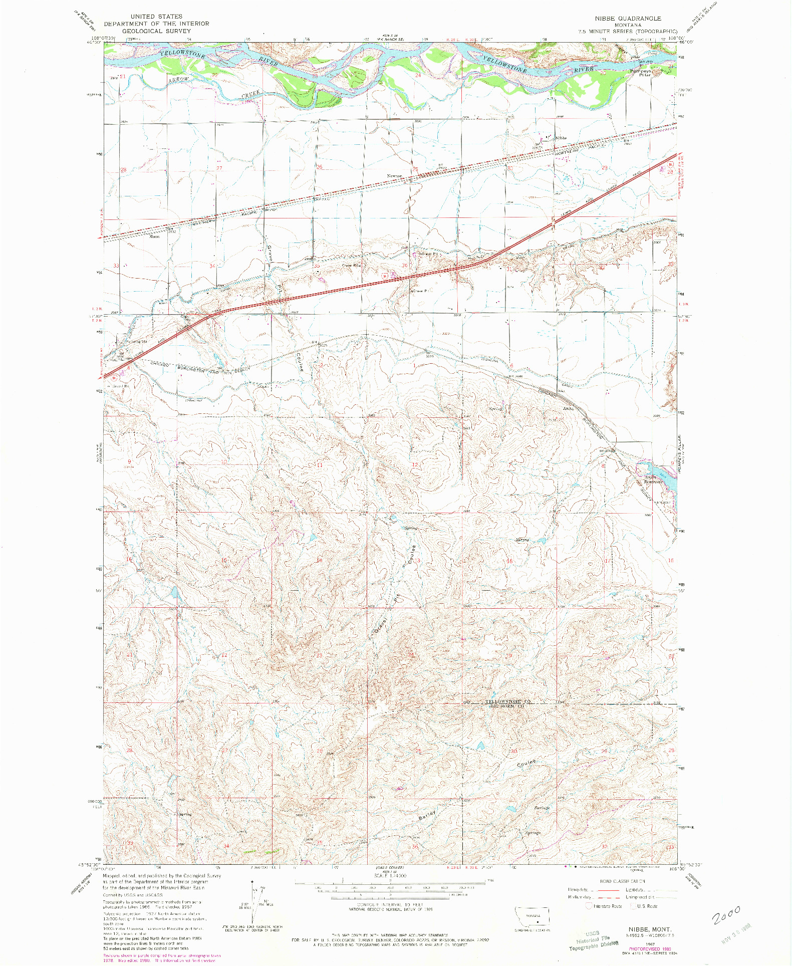 USGS 1:24000-SCALE QUADRANGLE FOR NIBBE, MT 1967