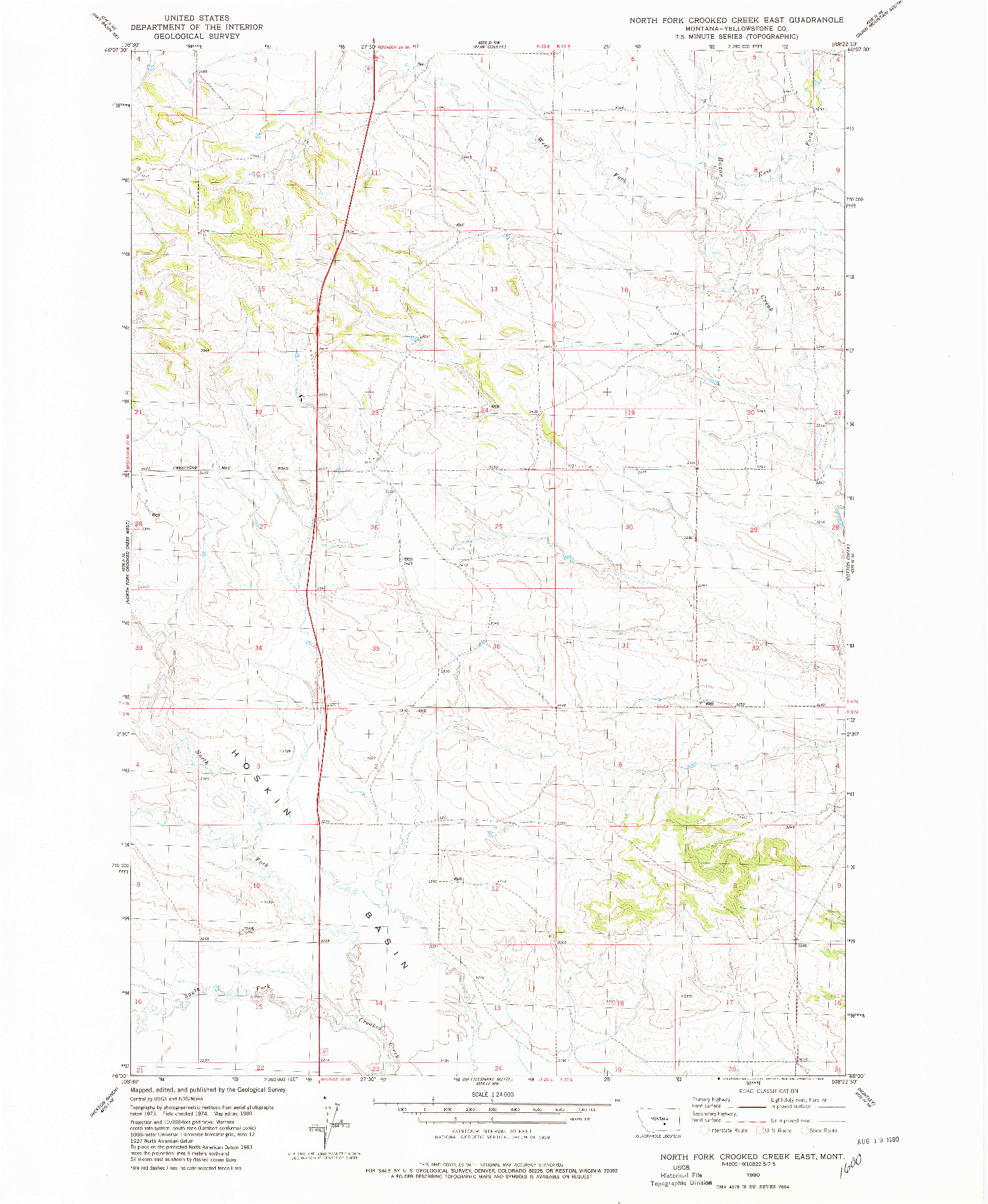 USGS 1:24000-SCALE QUADRANGLE FOR NORTH FORK CROOKED CREEK EAST, MT 1980