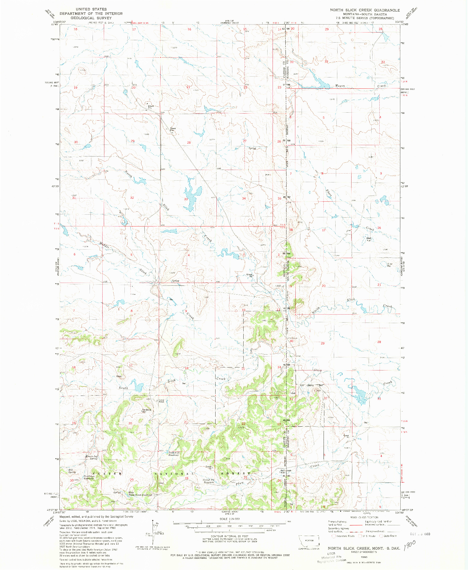 USGS 1:24000-SCALE QUADRANGLE FOR NORTH SLICK CREEK, MT 1980