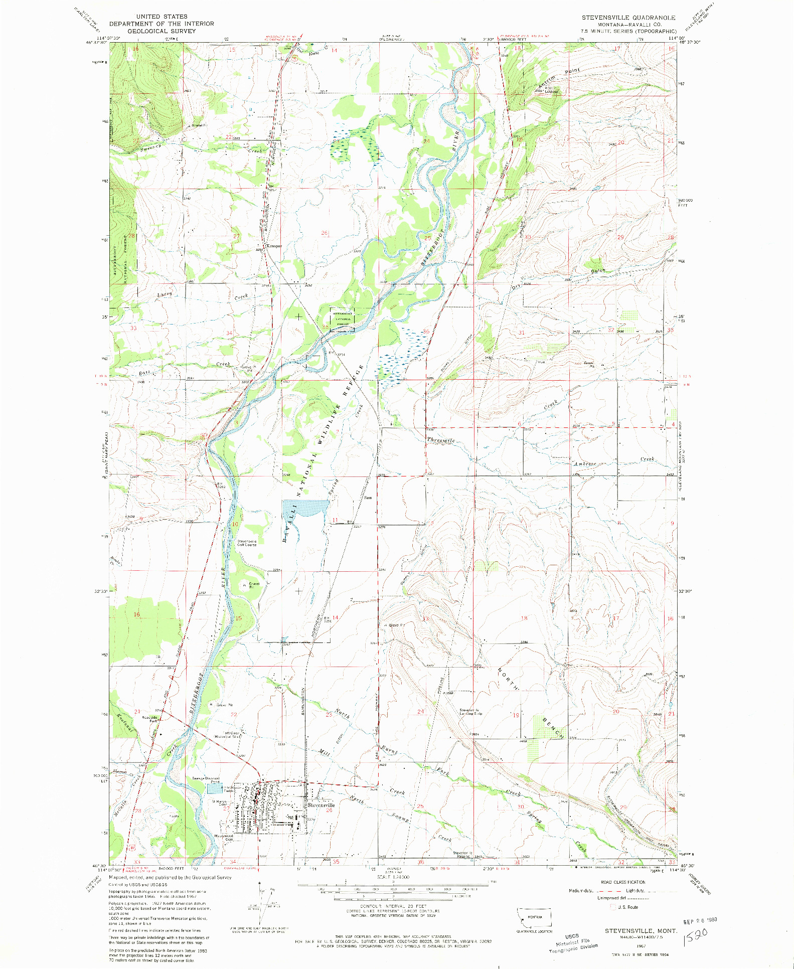 USGS 1:24000-SCALE QUADRANGLE FOR STEVENSVILLE, MT 1967