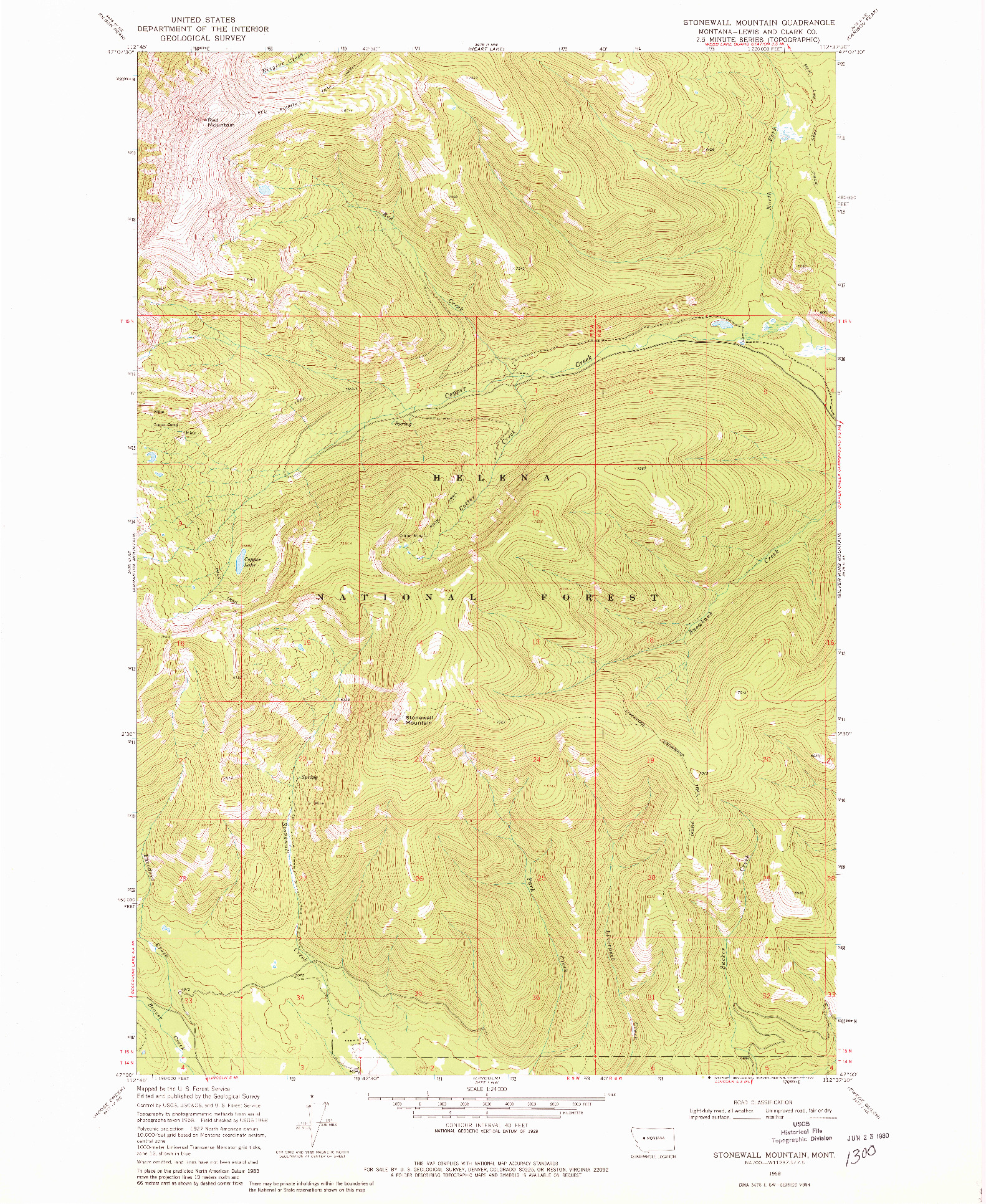 USGS 1:24000-SCALE QUADRANGLE FOR STONEWALL MOUNTAIN, MT 1968