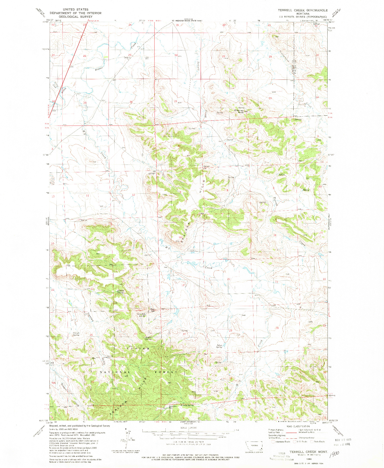 USGS 1:24000-SCALE QUADRANGLE FOR TERRELL CREEK, MT 1980