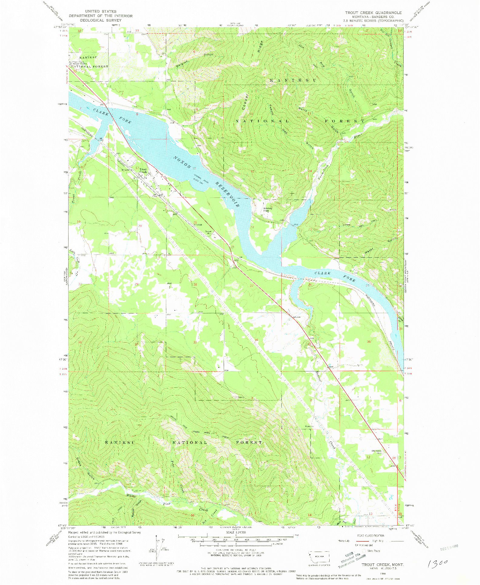 USGS 1:24000-SCALE QUADRANGLE FOR TROUT CREEK, MT 1966