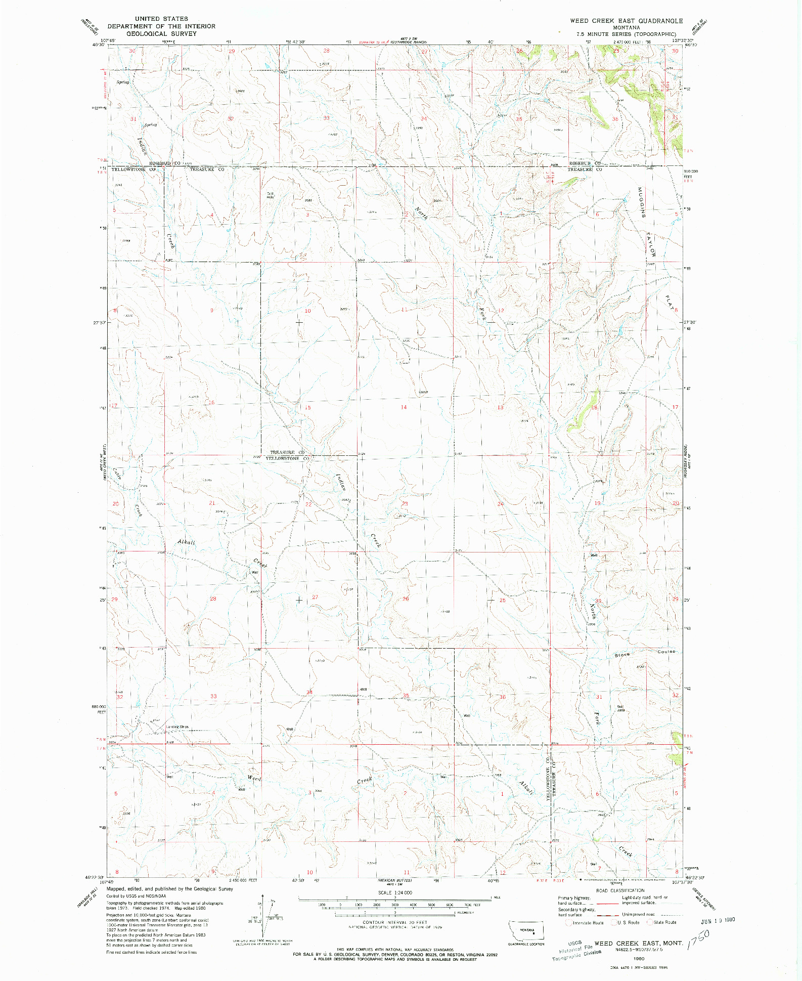 USGS 1:24000-SCALE QUADRANGLE FOR WEED CREEK EAST, MT 1980