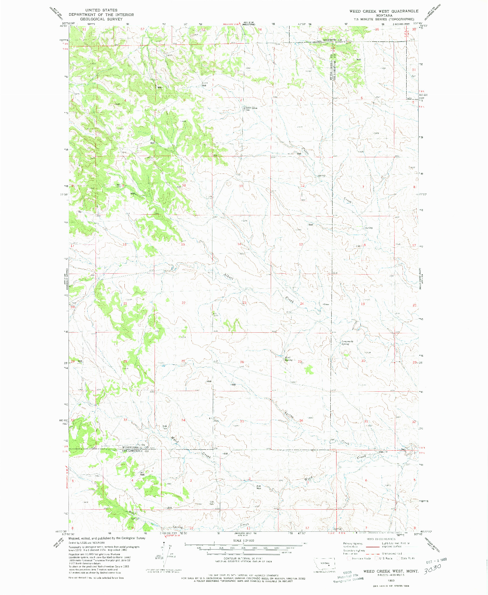 USGS 1:24000-SCALE QUADRANGLE FOR WEED CREEK WEST, MT 1980