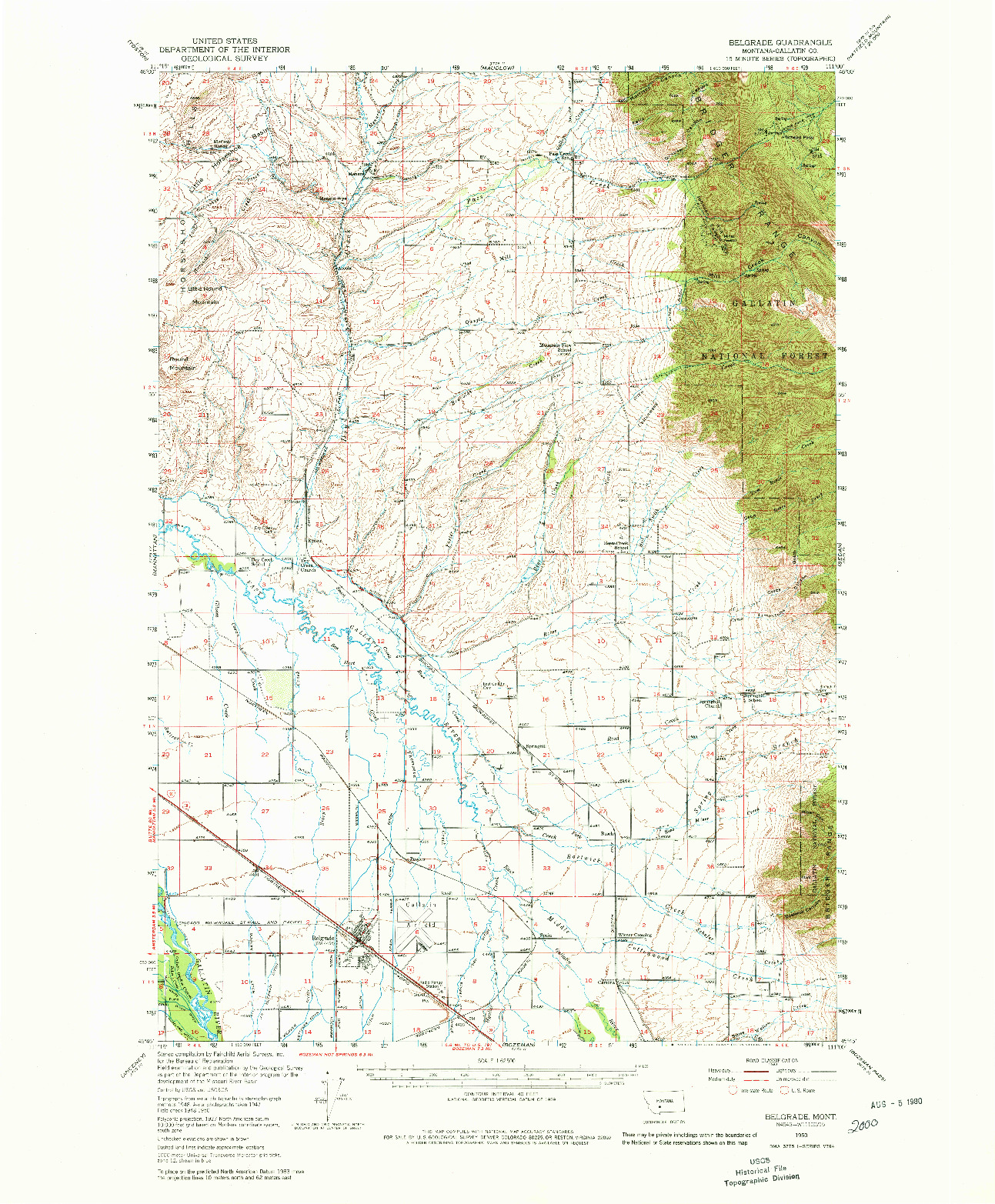 USGS 1:62500-SCALE QUADRANGLE FOR BELGRADE, MT 1950