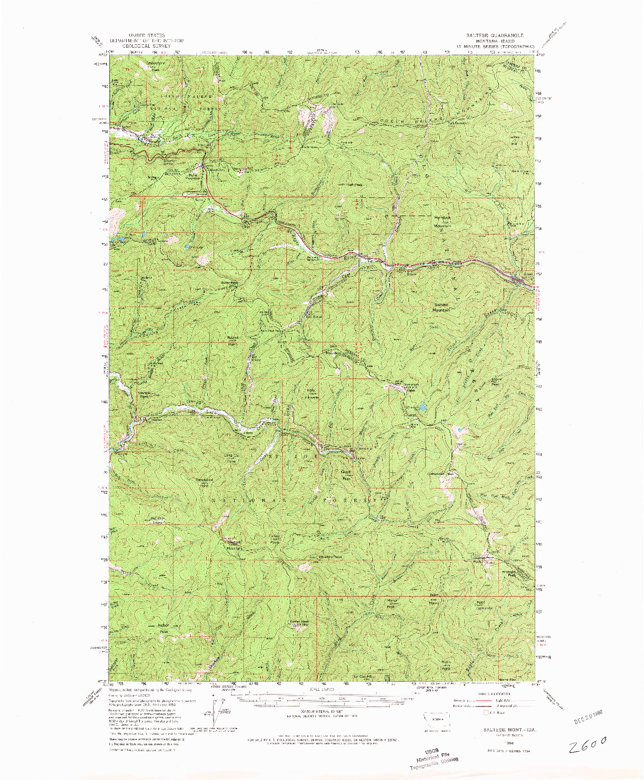 USGS 1:62500-SCALE QUADRANGLE FOR SALTESE, MT 1956