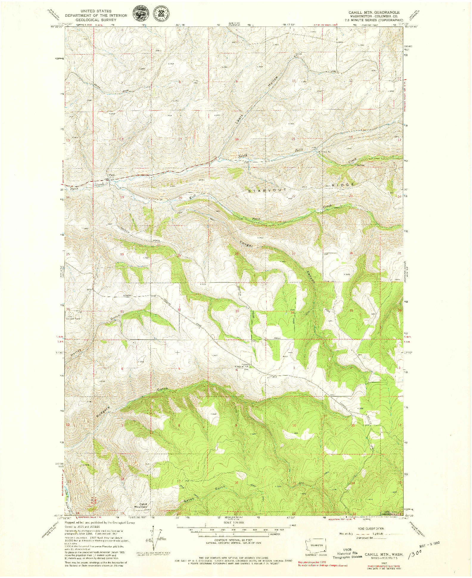 USGS 1:24000-SCALE QUADRANGLE FOR CAHILL MTN, WA 1976