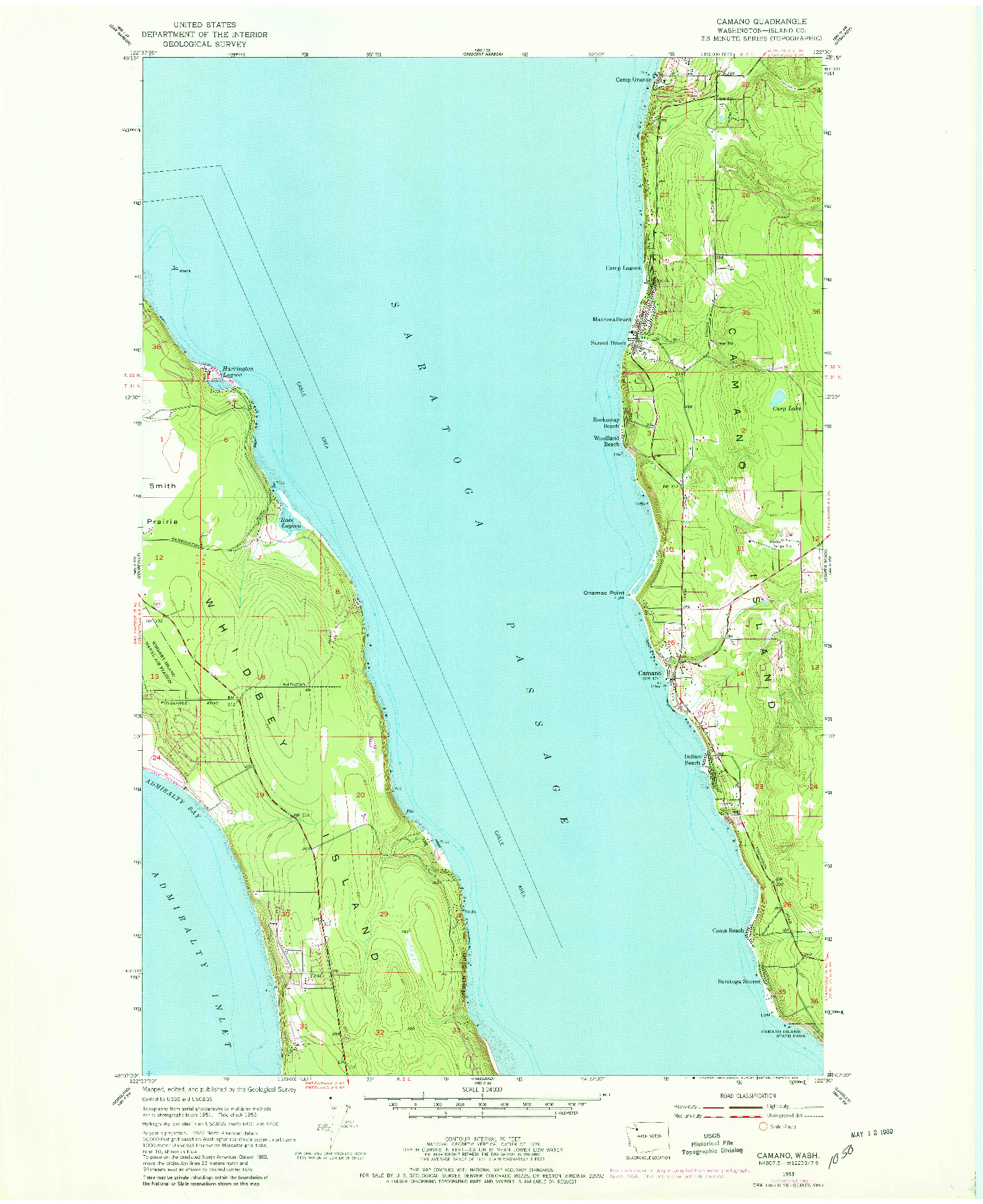 USGS 1:24000-SCALE QUADRANGLE FOR CAMANO, WA 1953