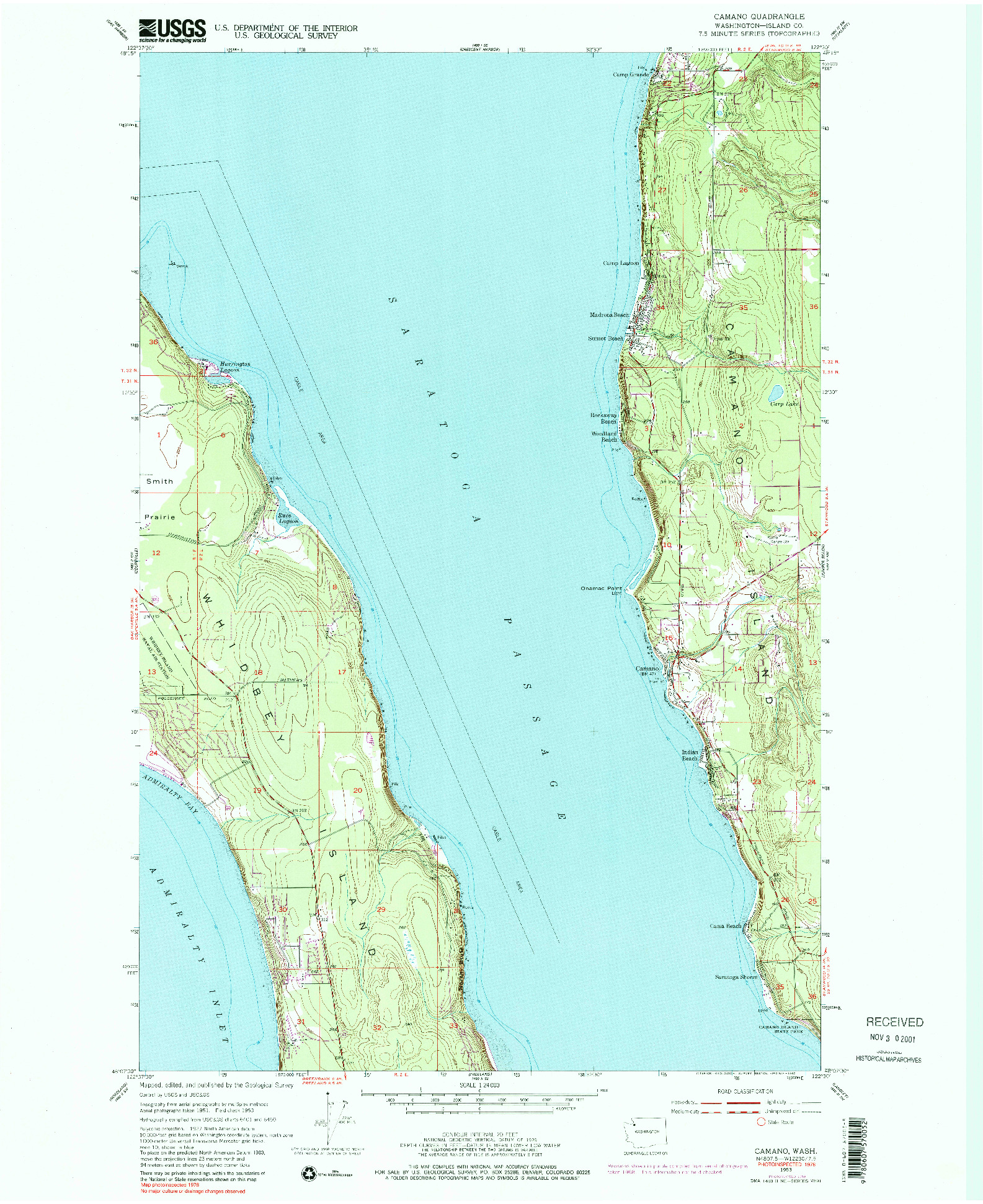 USGS 1:24000-SCALE QUADRANGLE FOR CAMANO, WA 1953